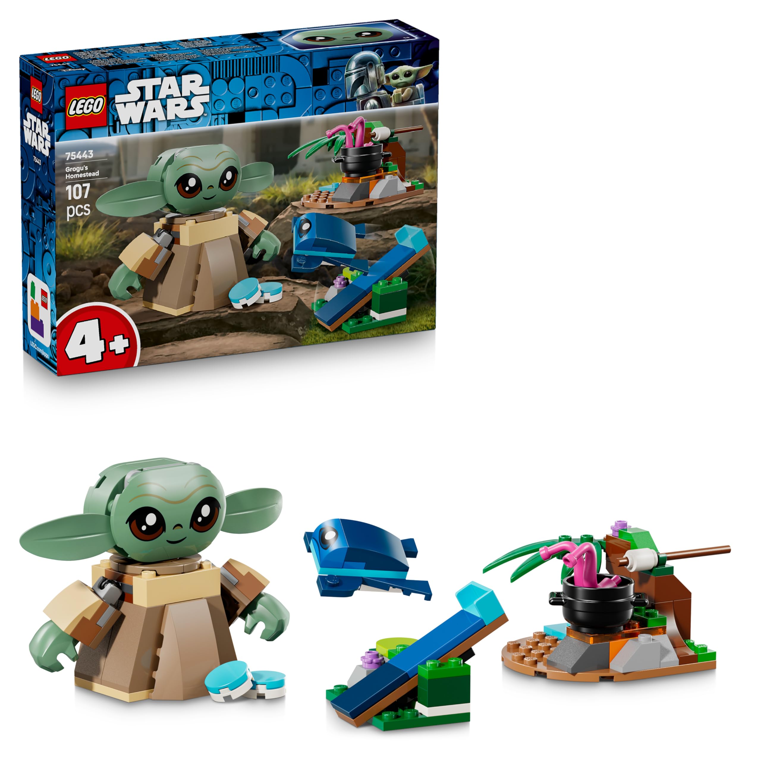 LEGO Star Wars Grogu's Homestead Building Set 75443 for Ages 4+ | Includes Posable Grogu Figure 1