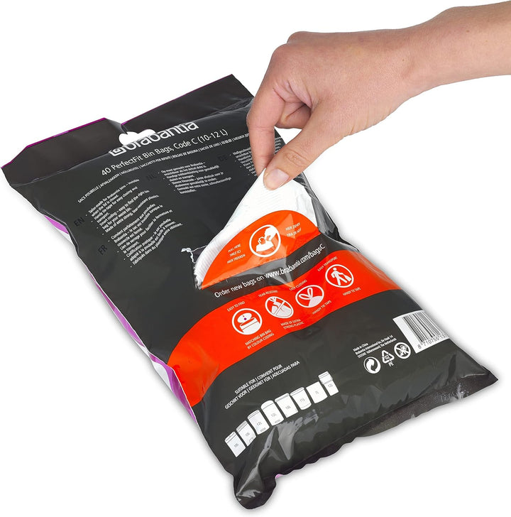 Brabantia PerfectFit Bin Bags - Code C, Extra Strong White Waste Bin Liners (Pack of 1)