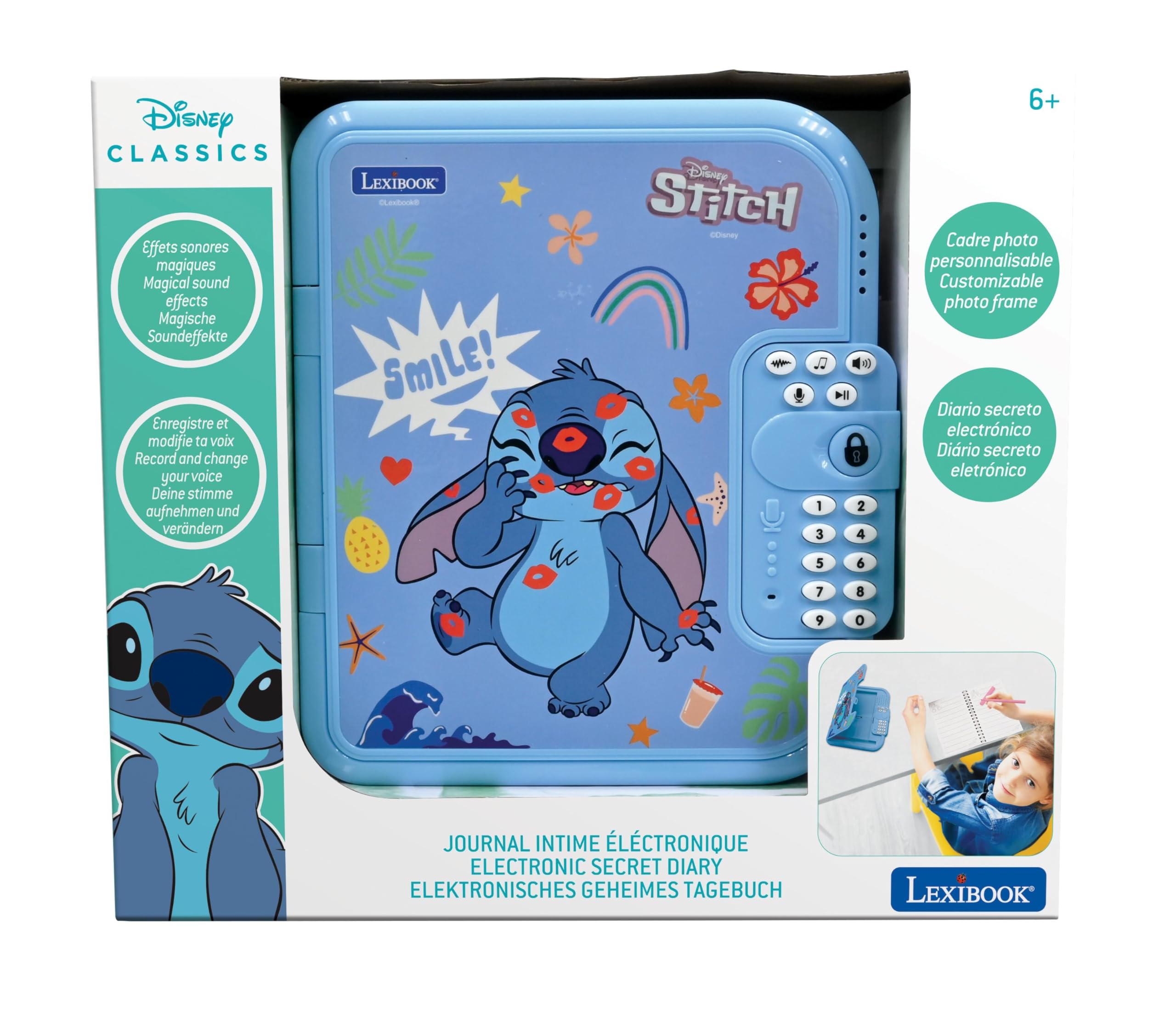 Lexibook Disney Stitch Electronic Secret Diary - Password Protected with Pen, Voice Recorder & Sound Effects, Blue 15