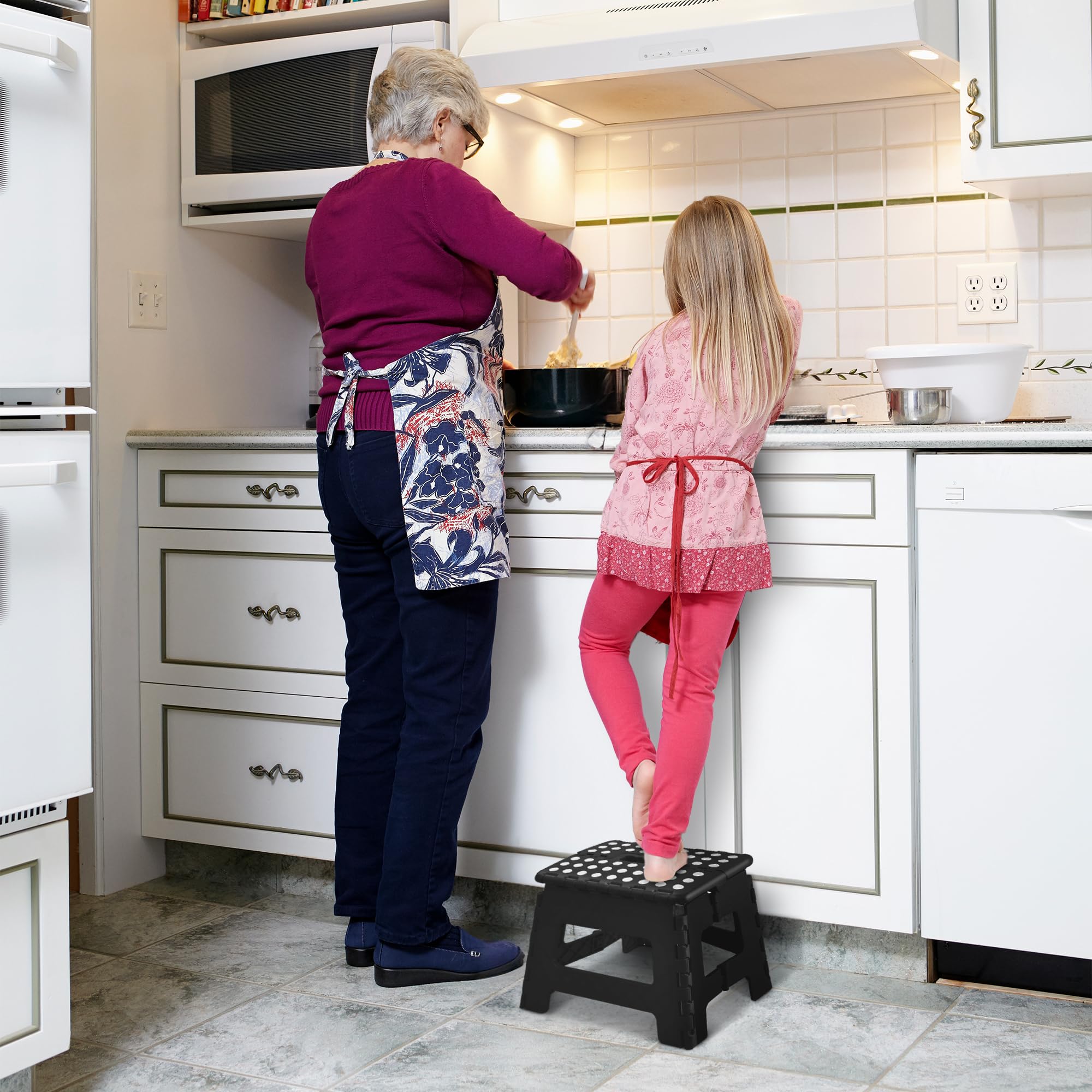 KEPLIN 9 Inch Folding Step Stool - Heavy Duty Plastic | 150kg Capacity | Black 7