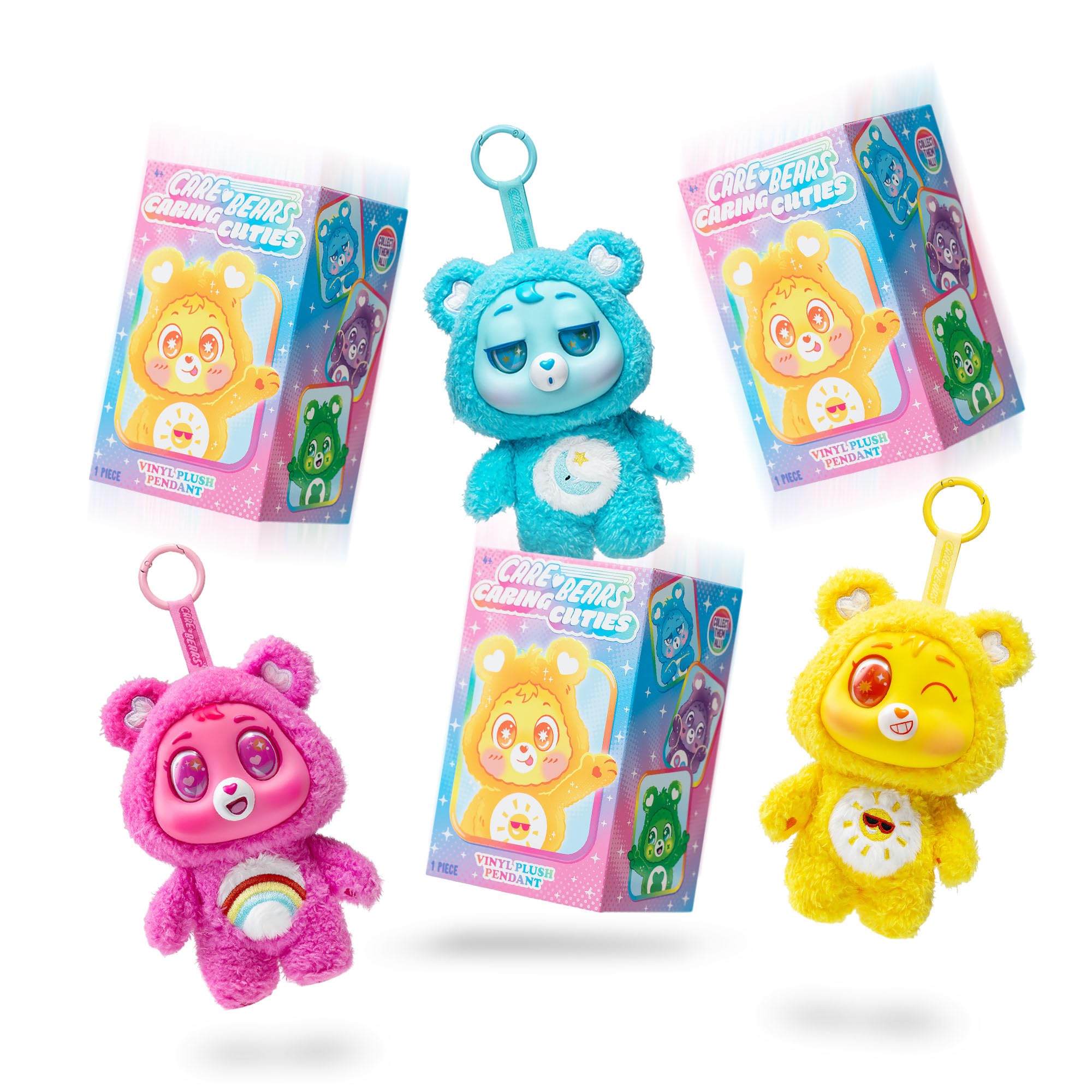 Basic Fun Care Bears Caring Cuties 15cm Plush Clip-On Soft Toy Surprise Collectible 1