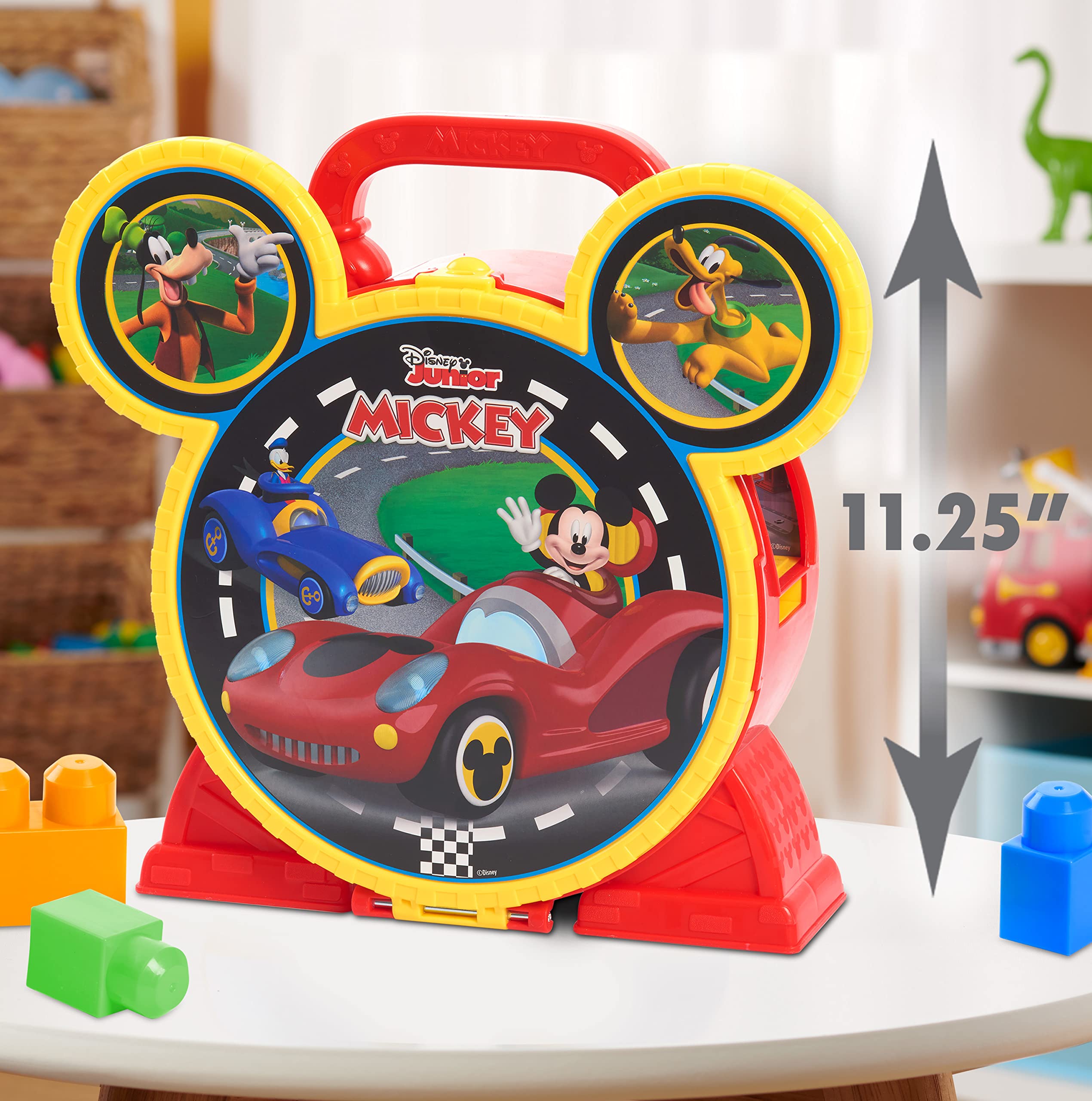 Disney Mickey Mouse Stow ’n Go Garage Playset with 2 Diecast Vehicles | Ages 3+ 3