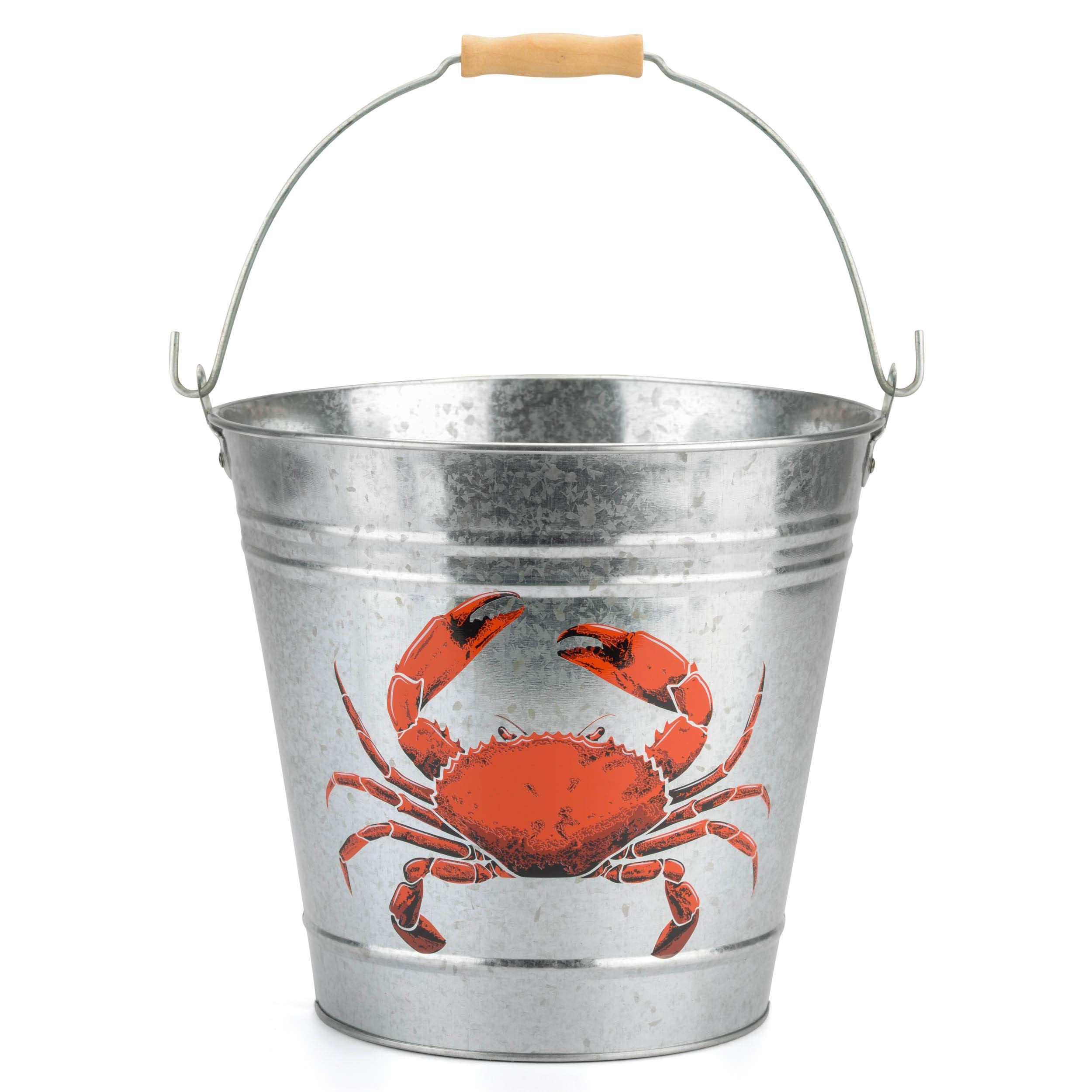 Yello Metal Crab Bucket - 6L Capacity | Galvanised Steel | Wooden Handle | BU1308 3