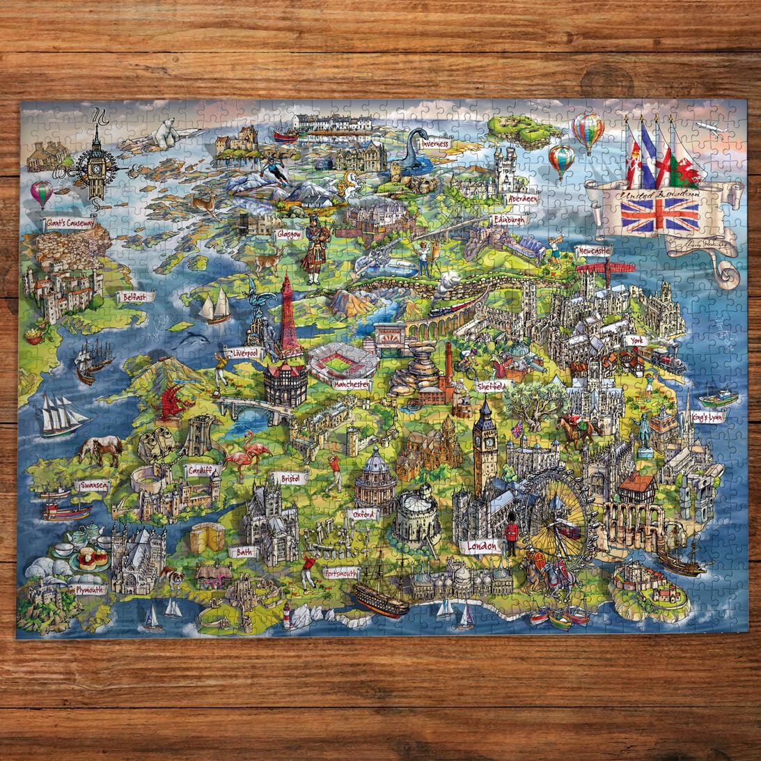 Gibsons Beautiful Britain 1000 Piece Jigsaw Puzzle - Iconic British Landmarks | Eco-Friendly Recycled Board