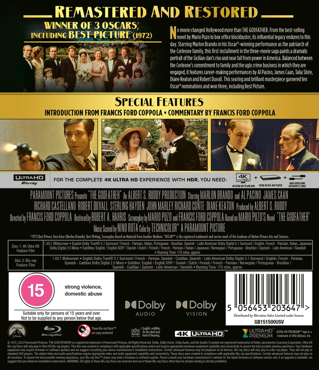 The Godfather (1972) - 4K Ultra HD Blu-ray (Region Free)