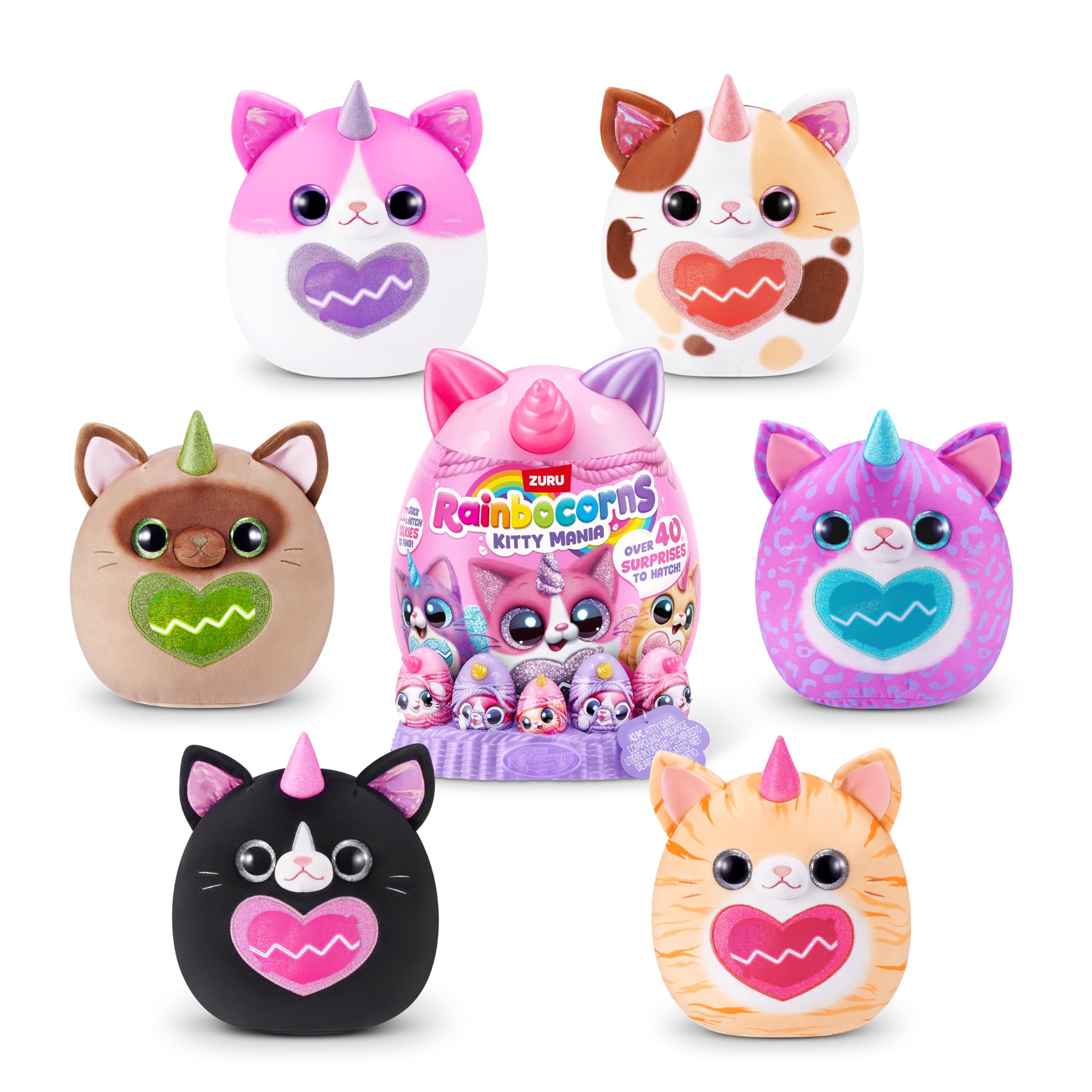 Rainbocorns Kitty Mania Plush Toy - Purrl Cat | 40+ Surprises | Ages 3+ 2
