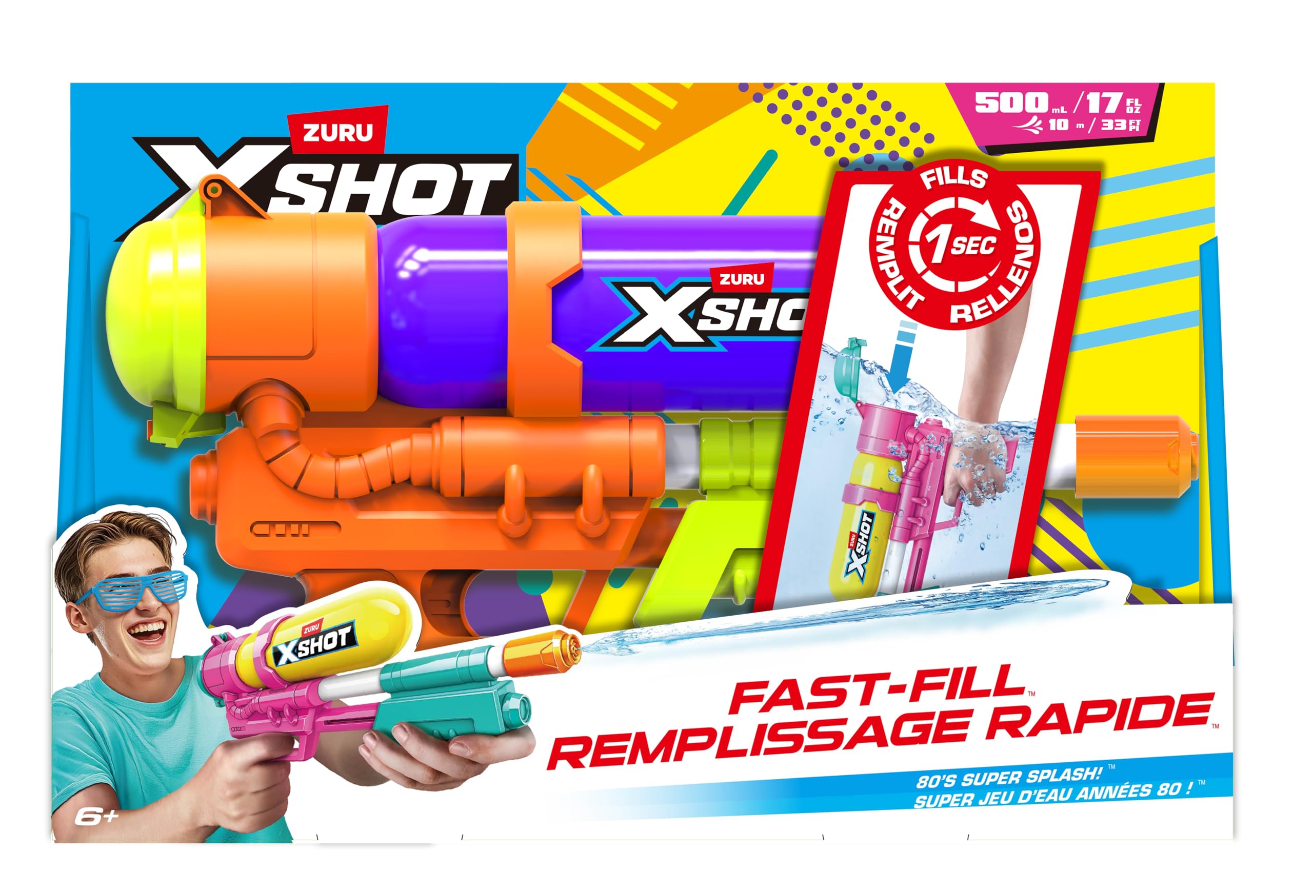 XSHOT Water Fast-Fill Super Splash Water Blaster - 33FT Range | 500ML Capacity | Yellow 1
