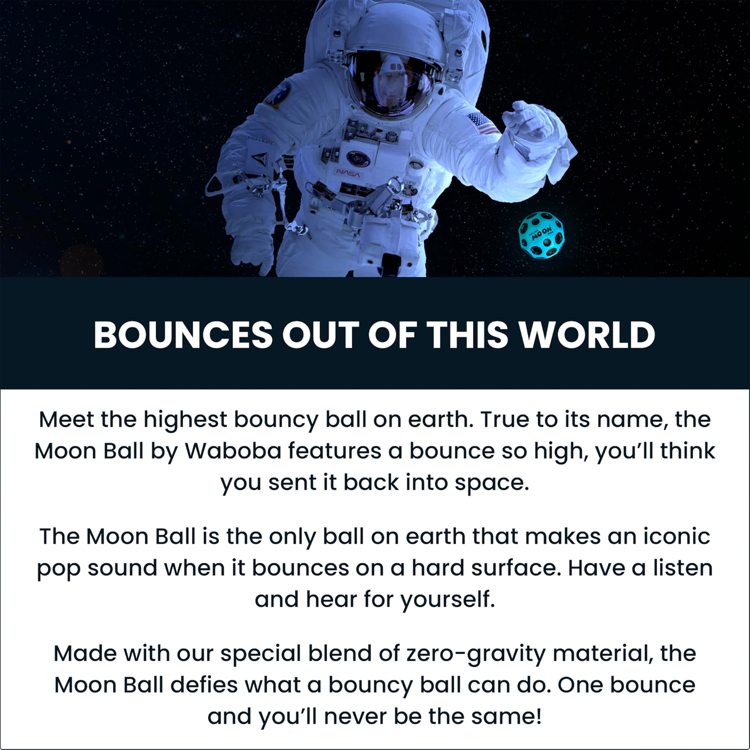 Waboba The Original Moon Ball - Hyper Bouncy Ball | Silver | 65mm 3