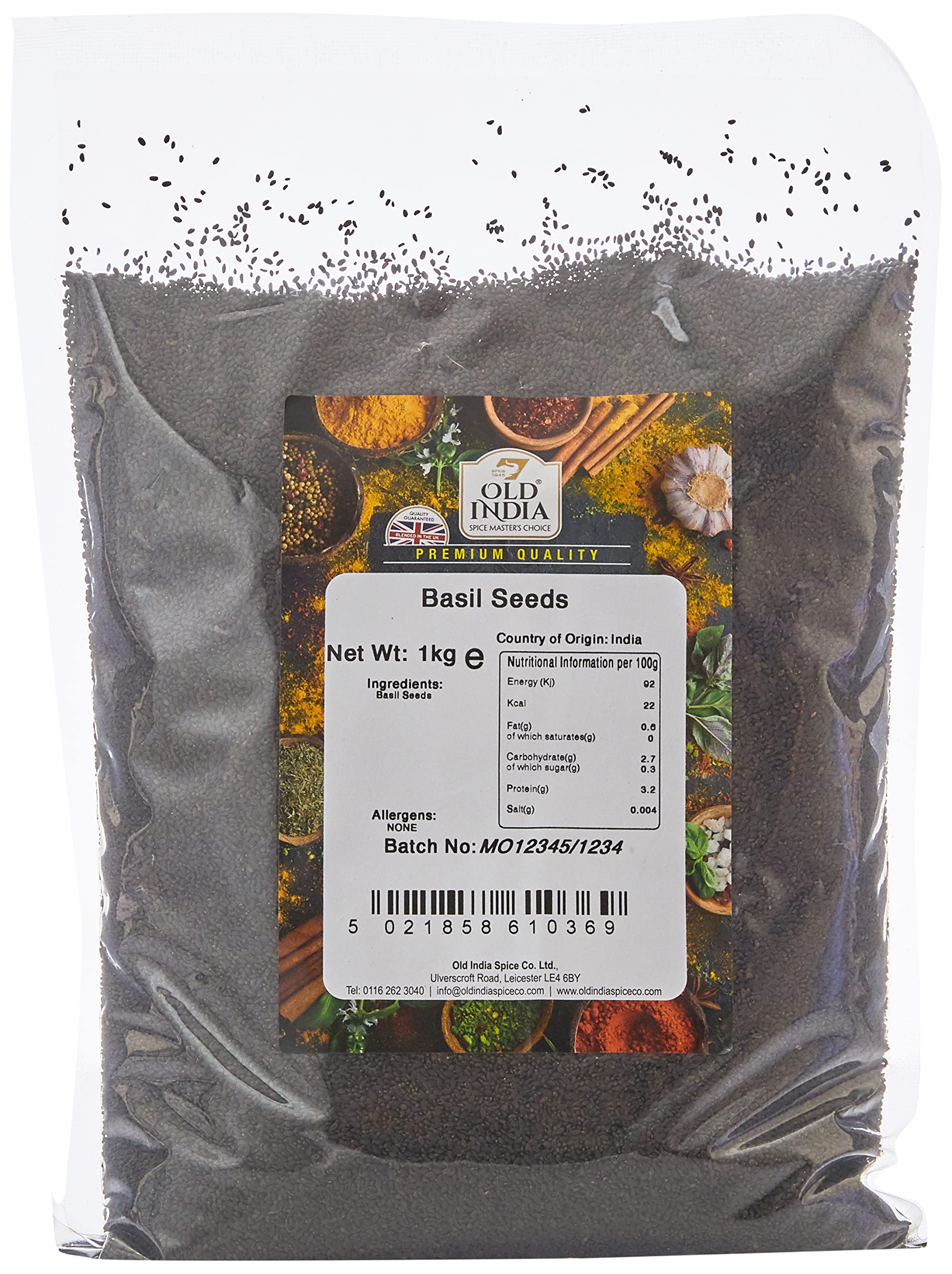 Old India Basil Seeds - 1kg Natural, Additive & GMO Free Seeds 1