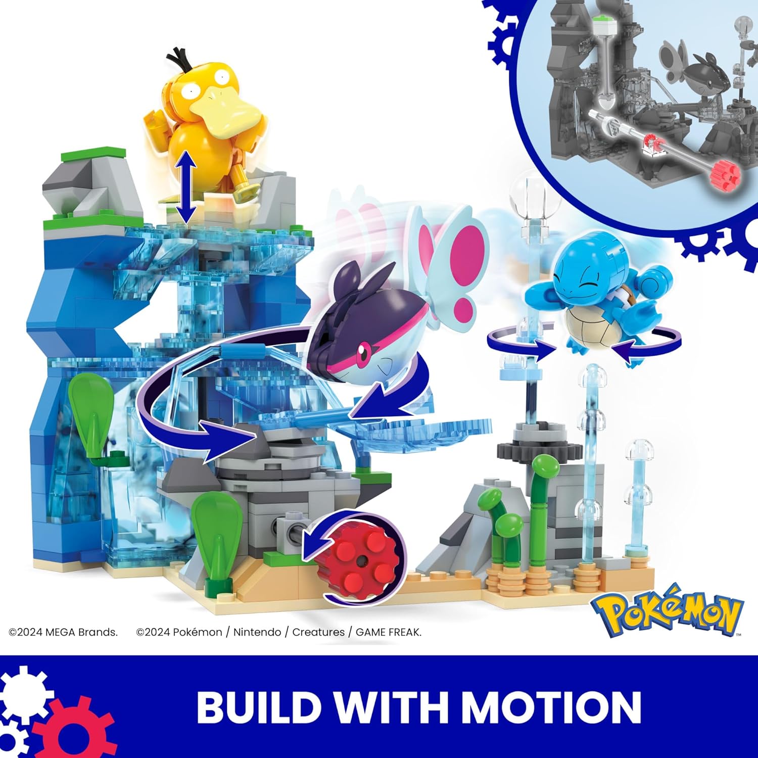 MEGA Pokémon Building Toys Set - Aquatic Adventure with 319 Pieces & Motion Brick 3