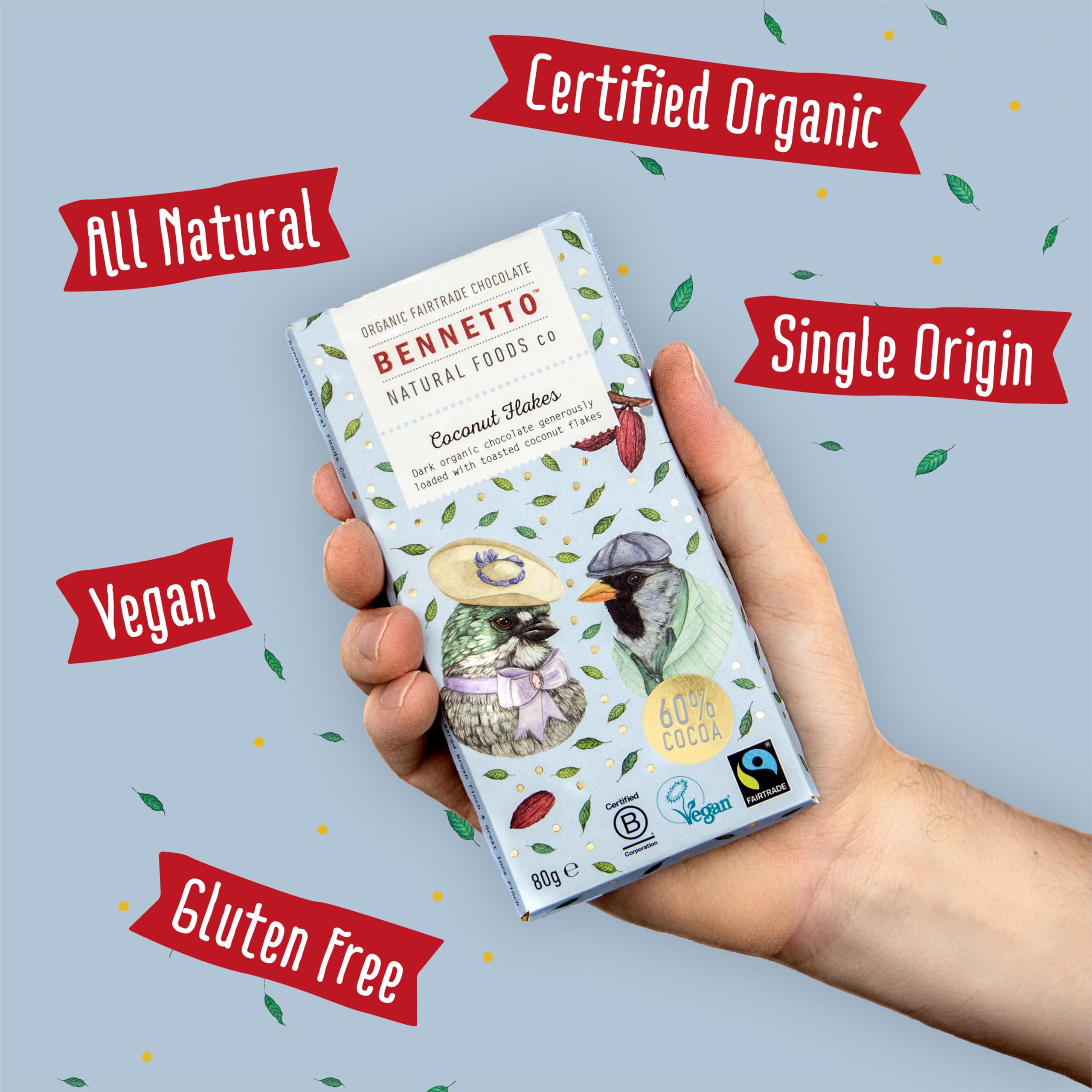 Bennetto Organic Dark Chocolate with Toasted Coconut Flakes - 270g 5