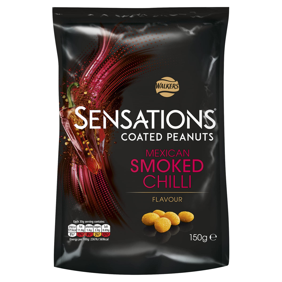 Sensations Mexican Smoked Chilli Coated Sharing Peanuts - 3 x 150 g