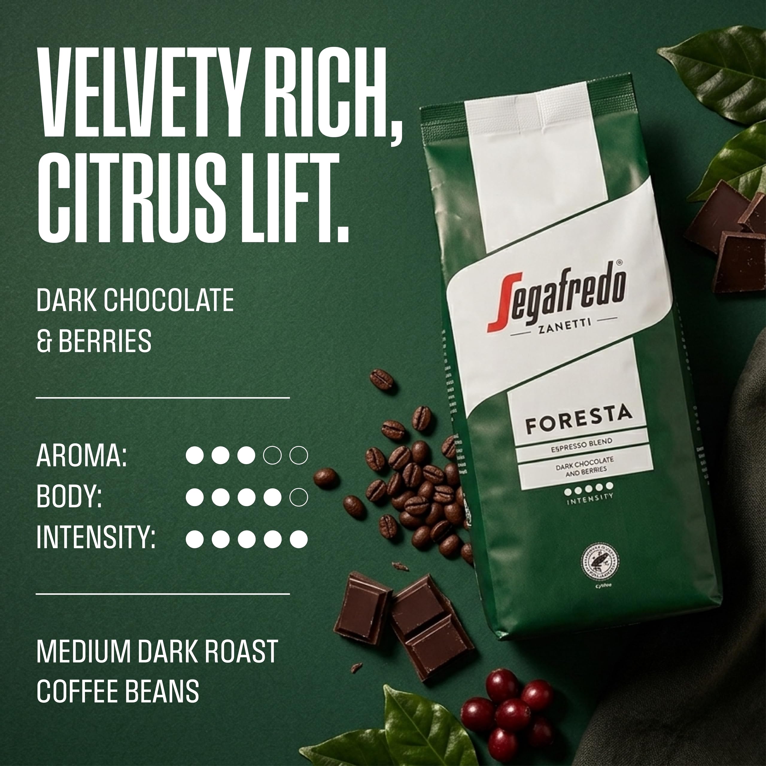 Segafredo Zanetti FORESTA Whole Coffee Beans - Rainforest Alliance Certified | 1Kg Pack 3
