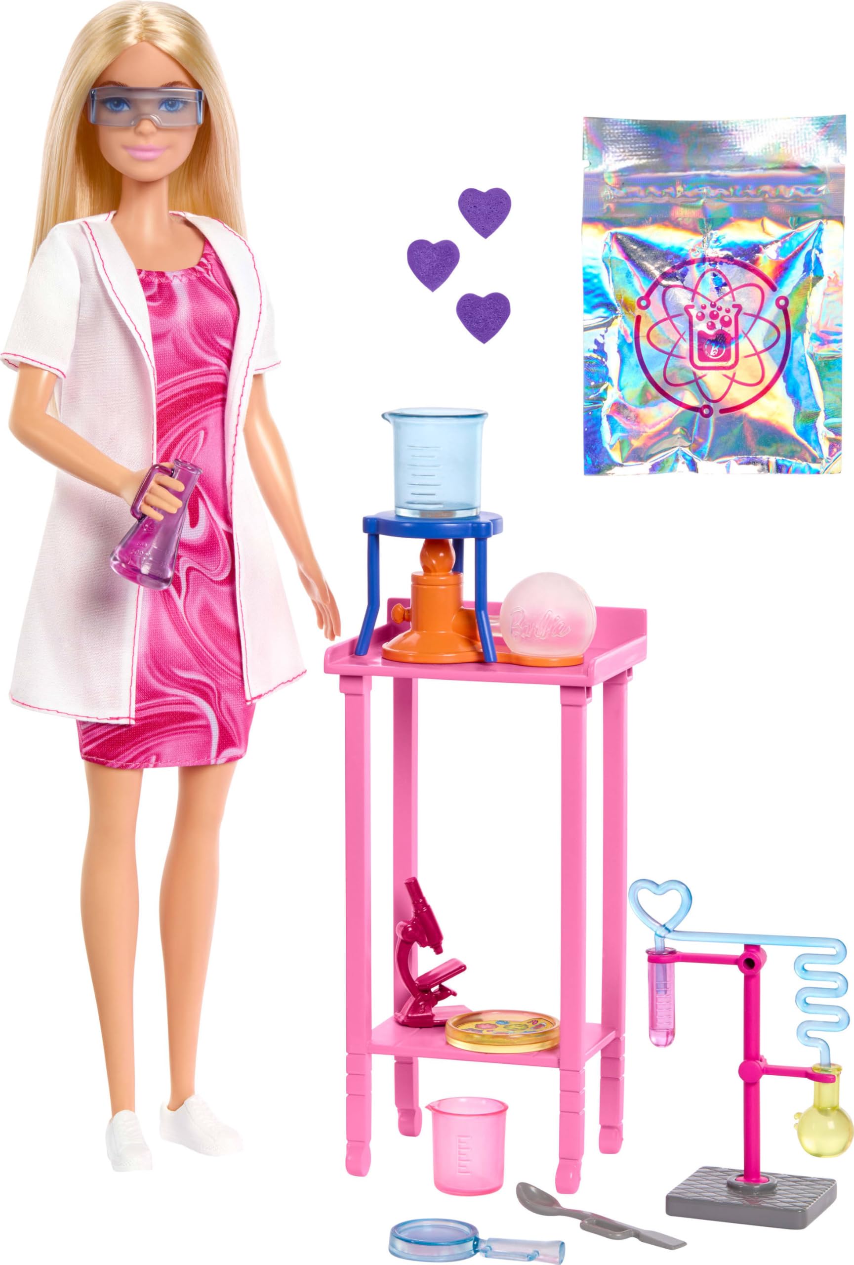 Barbie Scientist Doll and Accessories with Blonde Fashion Doll, Lab Table | Color-Change Beaker | Ages 3+ 1