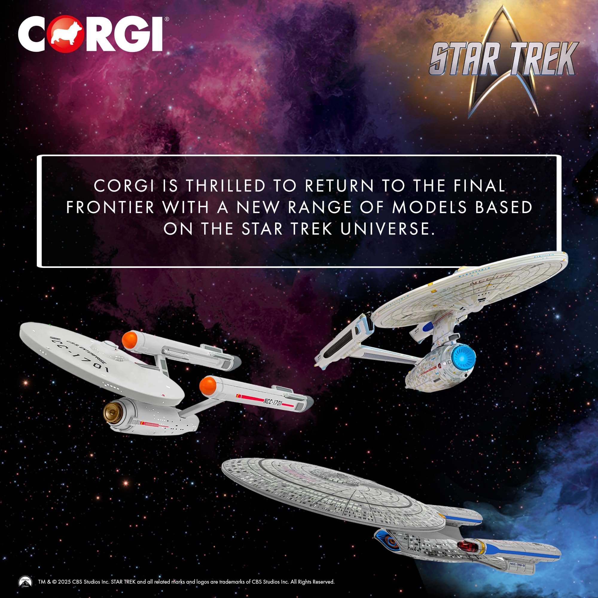 Corgi Diecast USS Enterprise NCC-1701 Star Trek Model - Collectible Spacecraft Toy for Adults 10