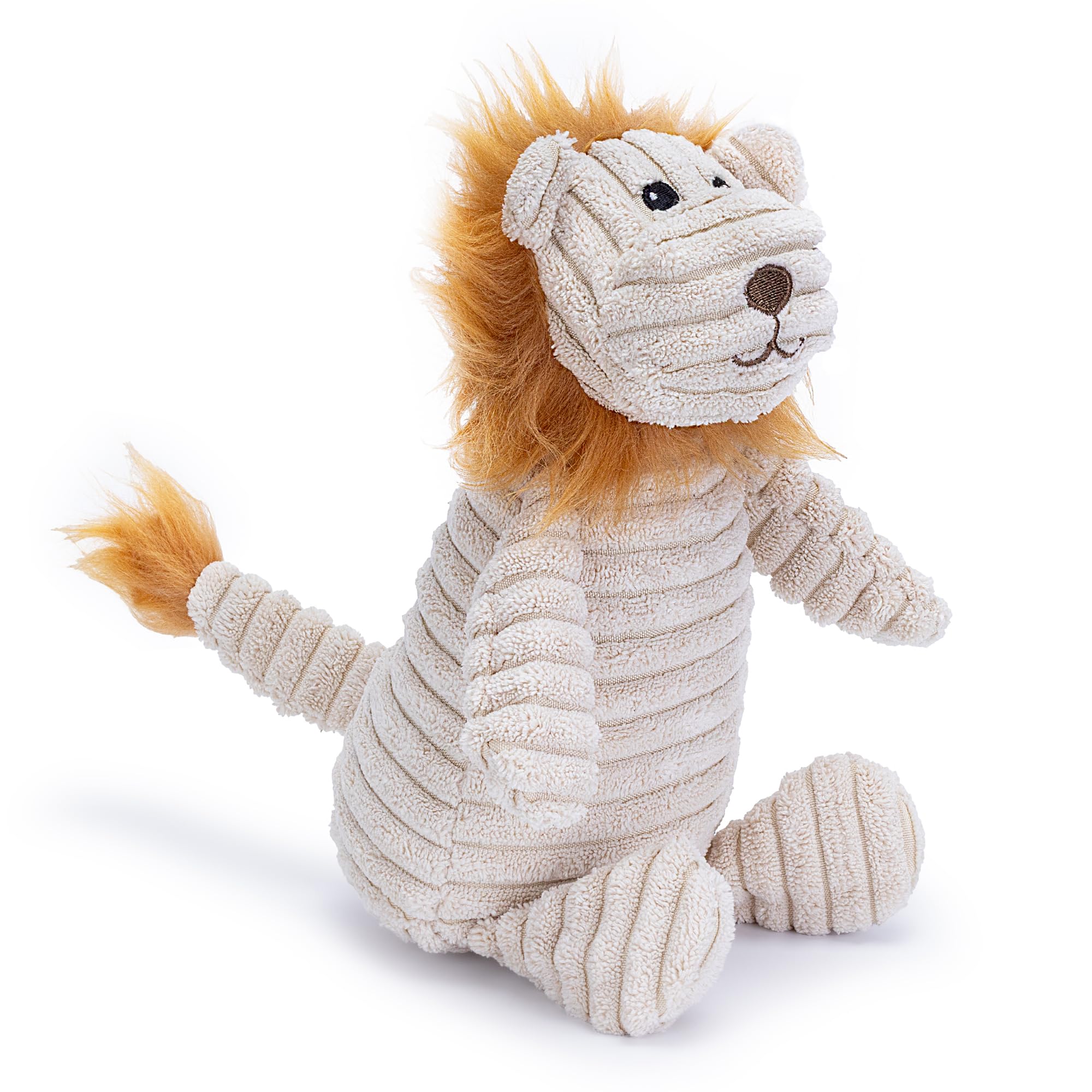 Zappi Co Brown Lion Plush Dog Toy with Squeaker | Corduroy & rPET Filling | For Small/Medium Dogs 4
