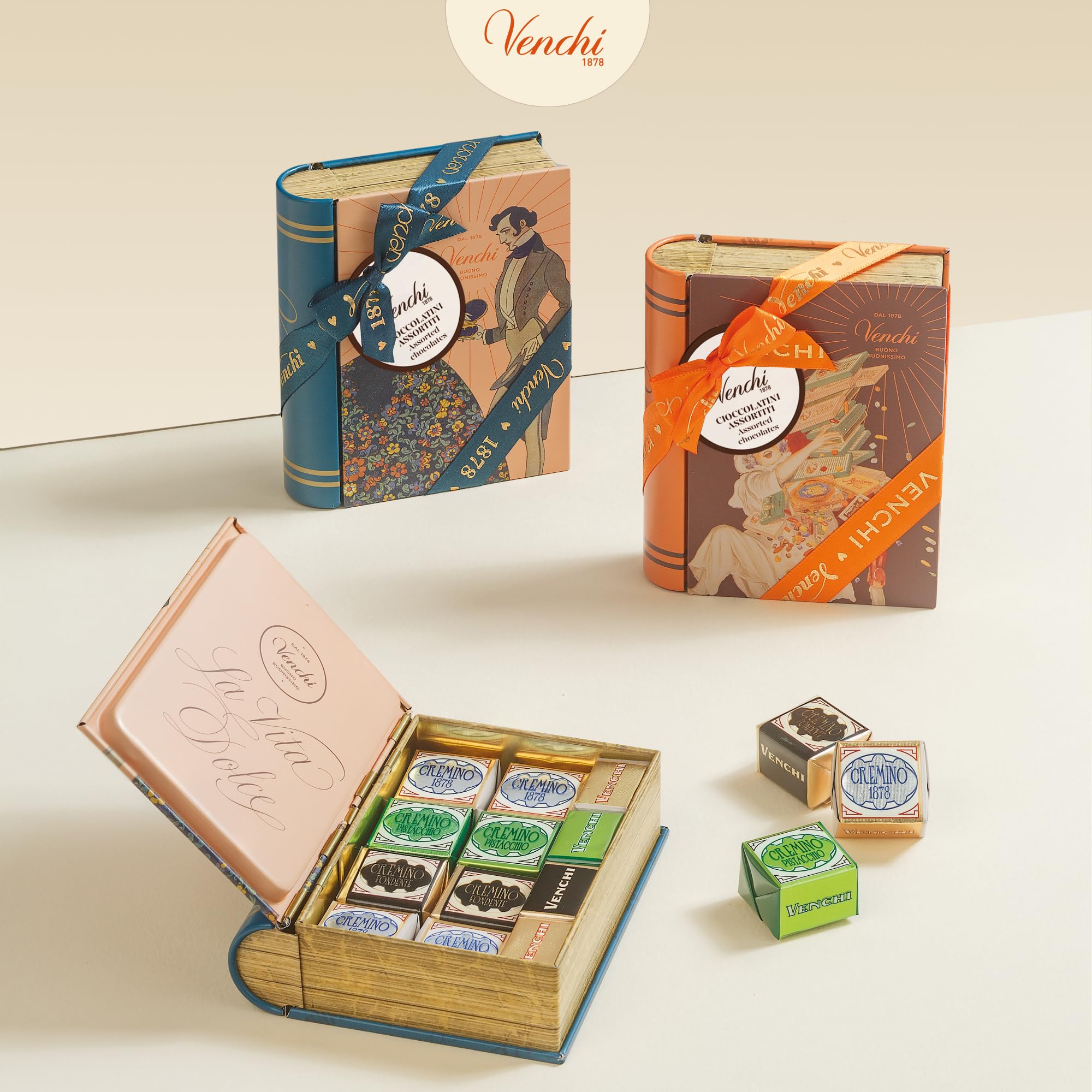 Venchi Cremini Chocolates Mini Book - Assorted Dark, Pistachio & Venezuela, 127g, Gluten Free 7