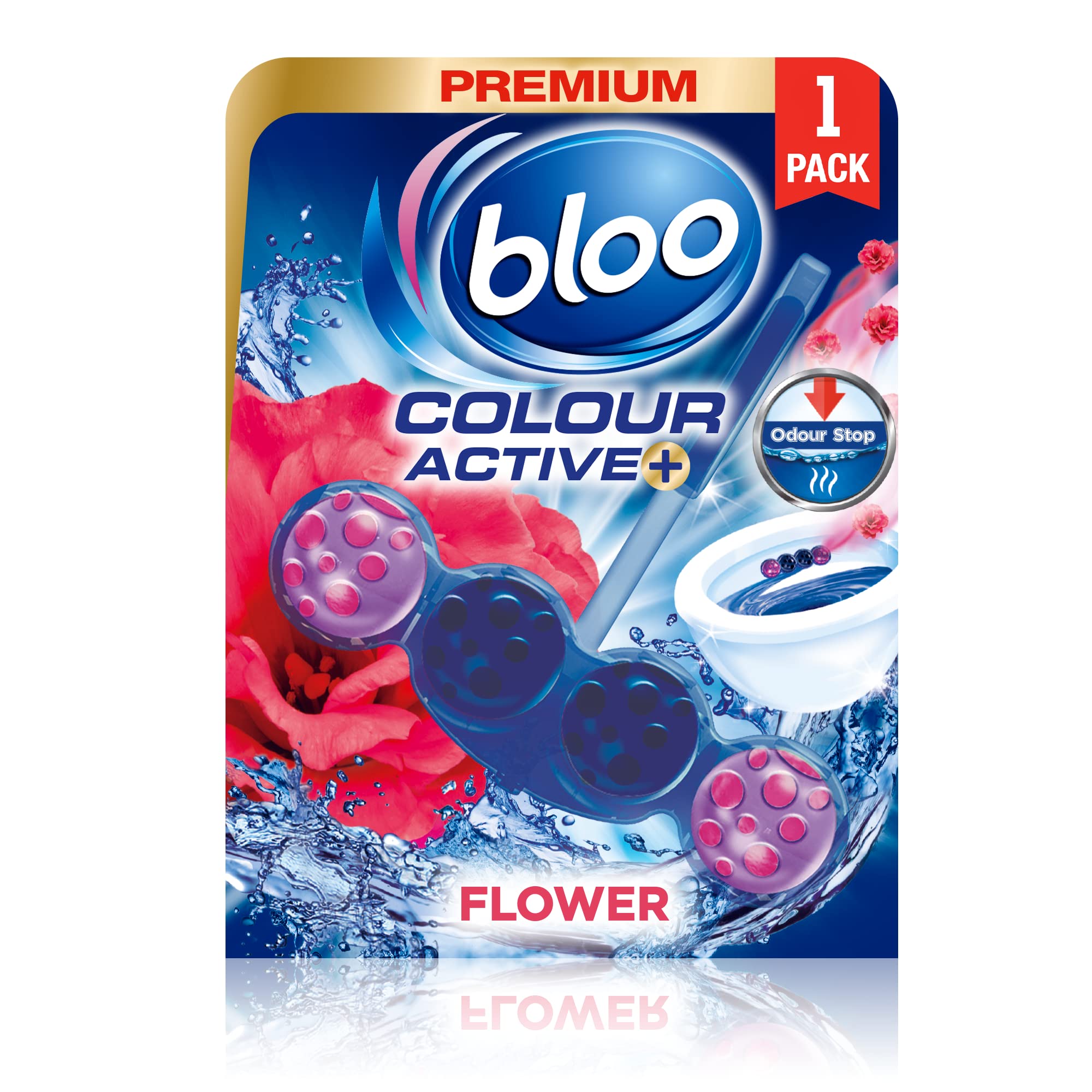 Bloo Colour Active Toilet Rim Block Fresh Flowers with Anti-Limescale | 50g 1