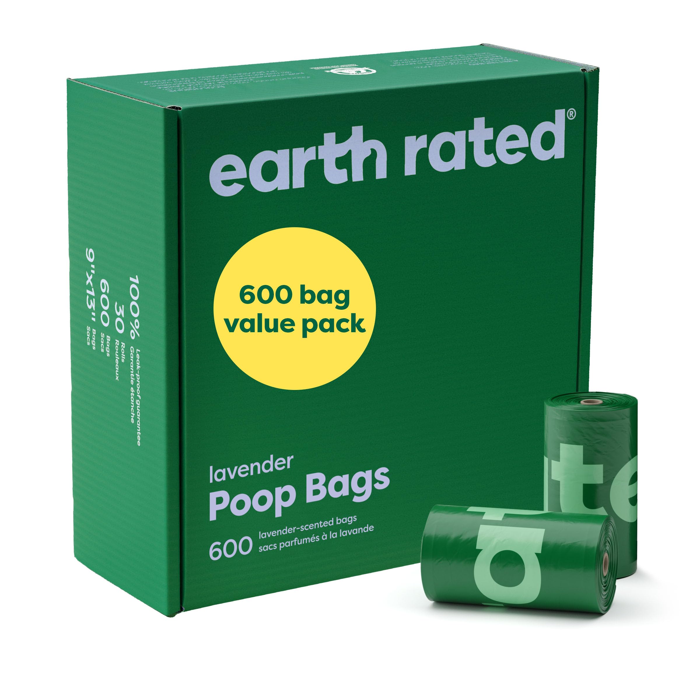 Earth Rated Dog Poo Bags Value Pack - 600 Lavender Scented Bags | Leak-Proof | 30 Rolls 1
