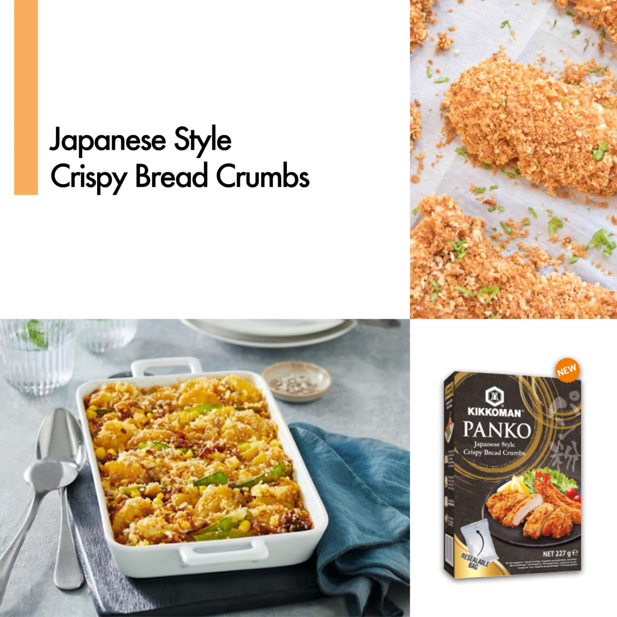 Kikkoman Panko Japanese Style Crispy Bread Crumbs - 4 x 227g