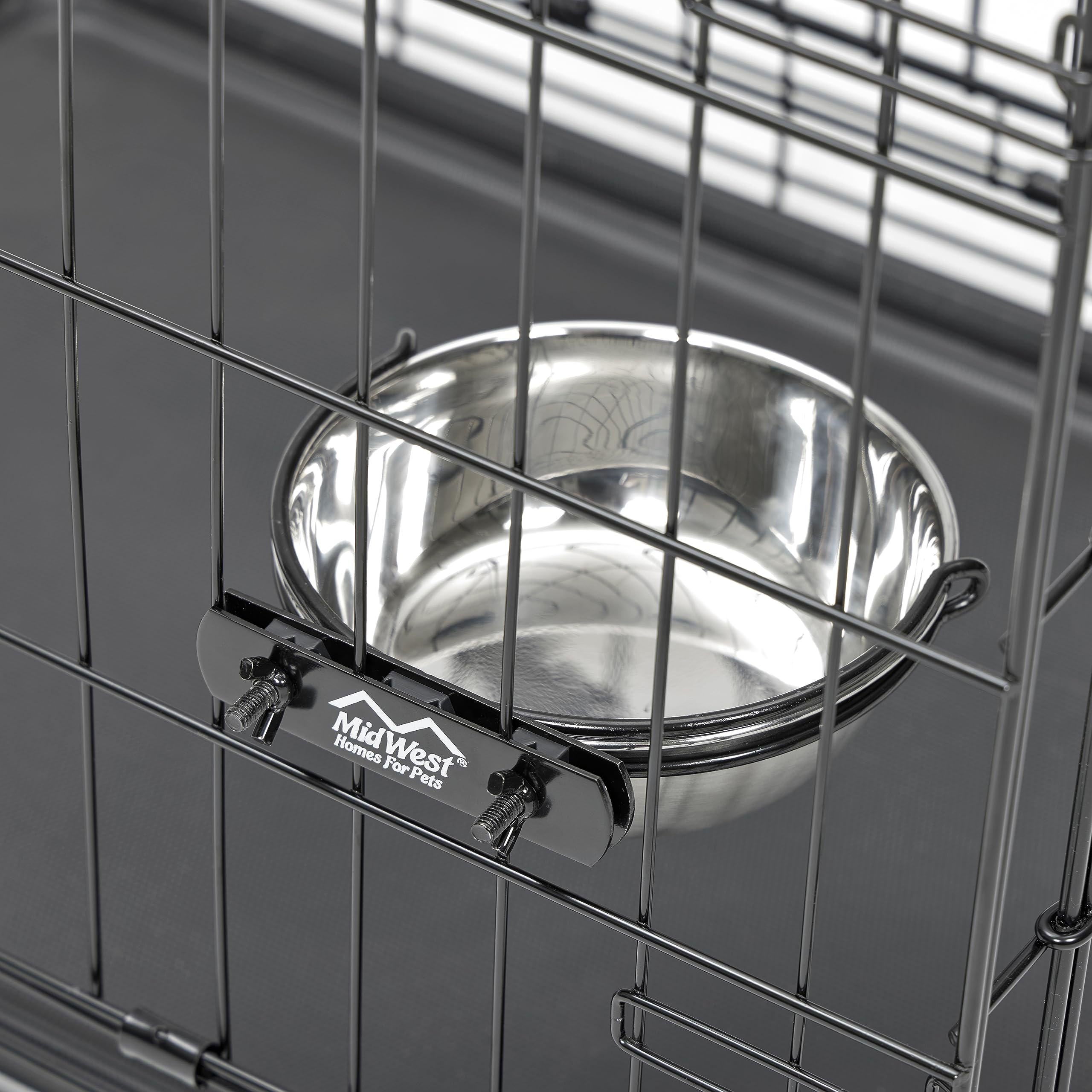 MidWest Homes for Pets Snap'y Fit Stainless Steel Crate Bowl - 2L Capacity | Rust Resistant | Dishwasher Safe 2