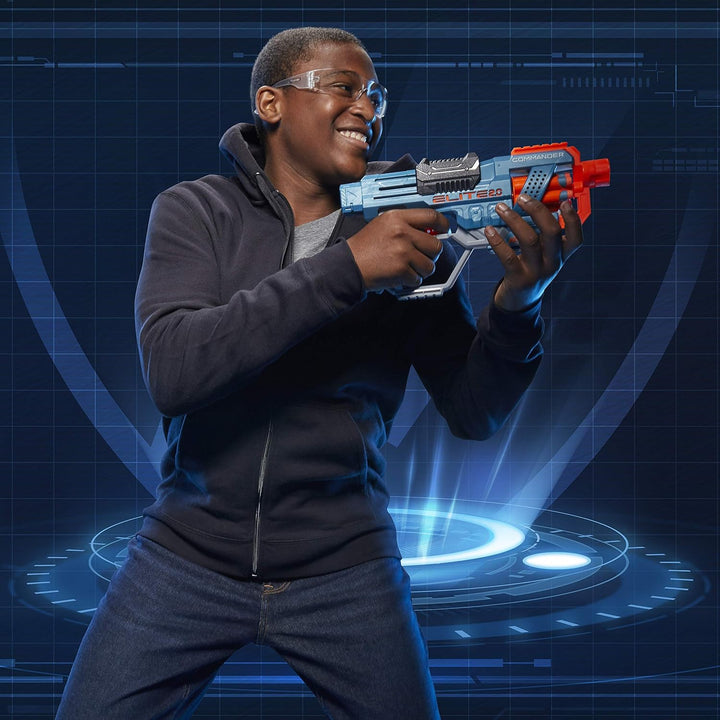 Nerf Elite 2.0 Commander RD-6 Blaster - 6-Dart Drum, Slam Fire, Tactical Rails - Ages 8+