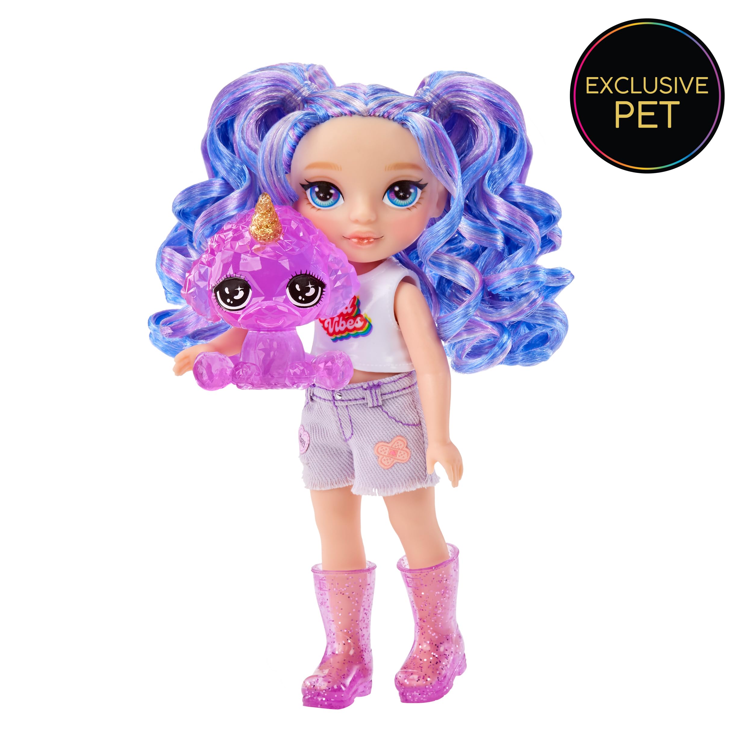 Rainbow High Littles Amethyst Willow Doll - 14 cm Poseable Fashion Doll with Pet Poodle | Ages 4+ | Purple 5