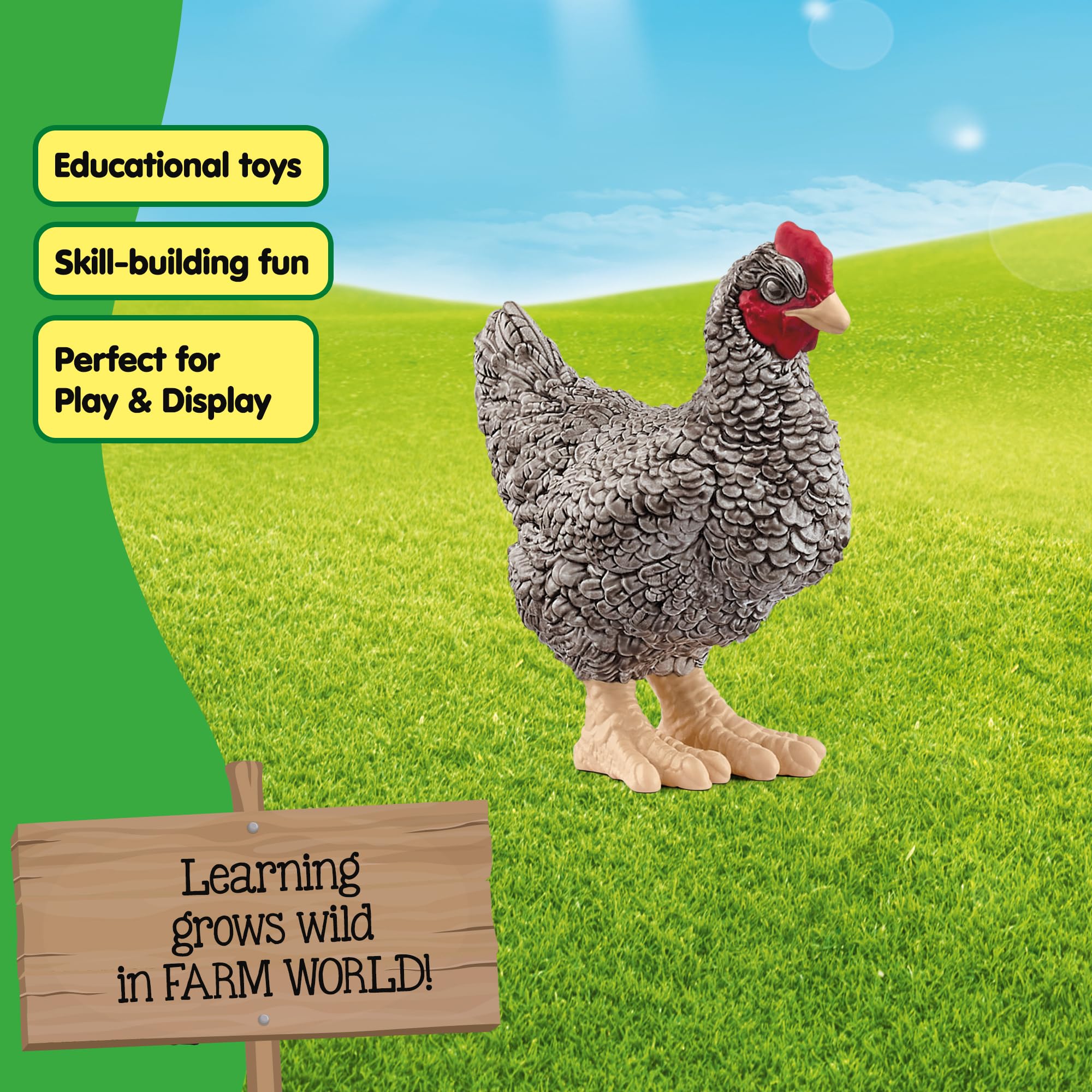 Schleich FARM WORLD Plymouth Rock Chicken Toy Figure | 2.36 inches | Ages 3+ | Multicoloured 4
