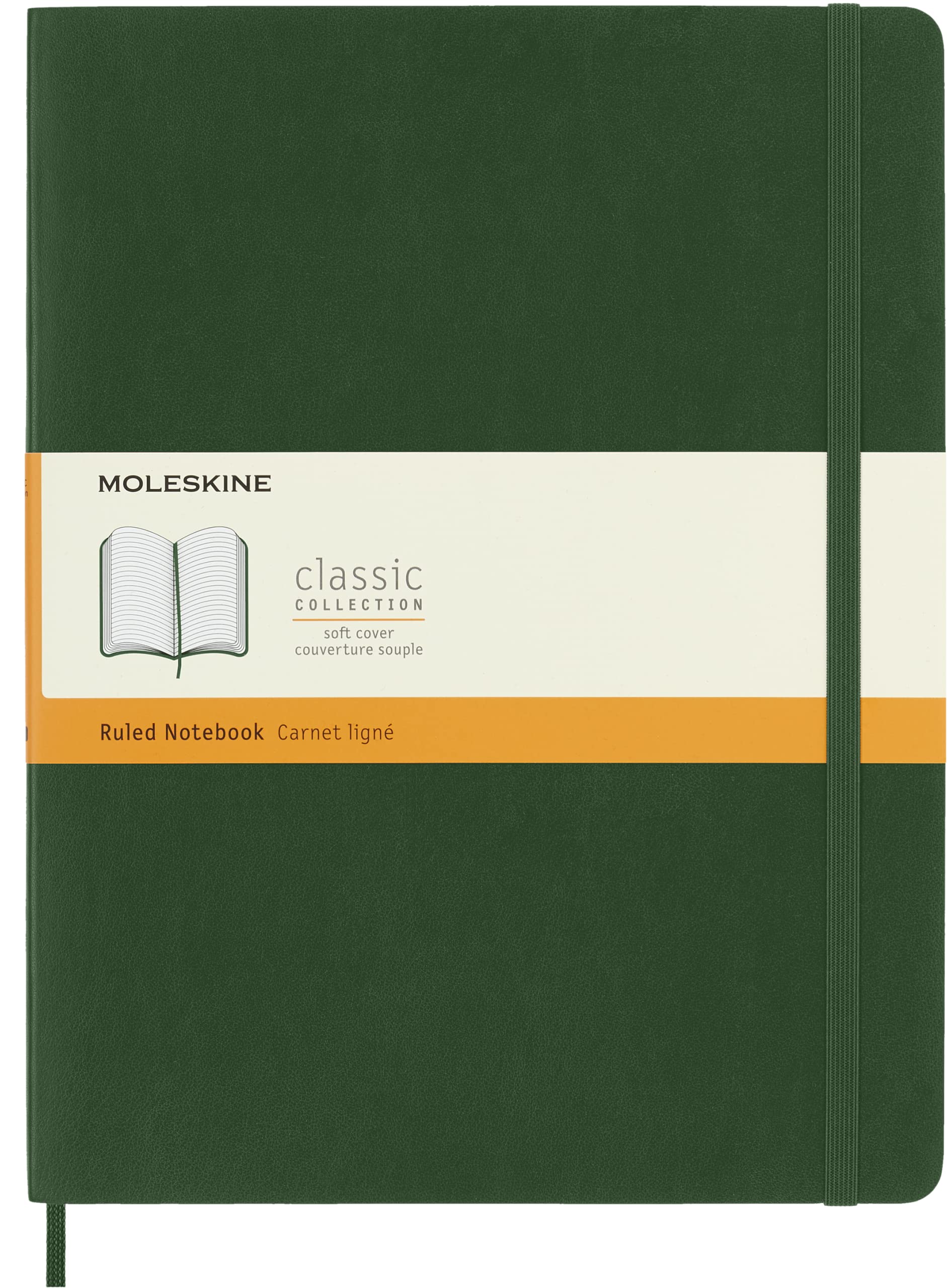 Moleskine Classic Ruled Paper Notebook - Soft Cover and Elastic Closure Journal - Color Myrtle Green - X- Large 19 x 25 A4 - 192 Pages 1
