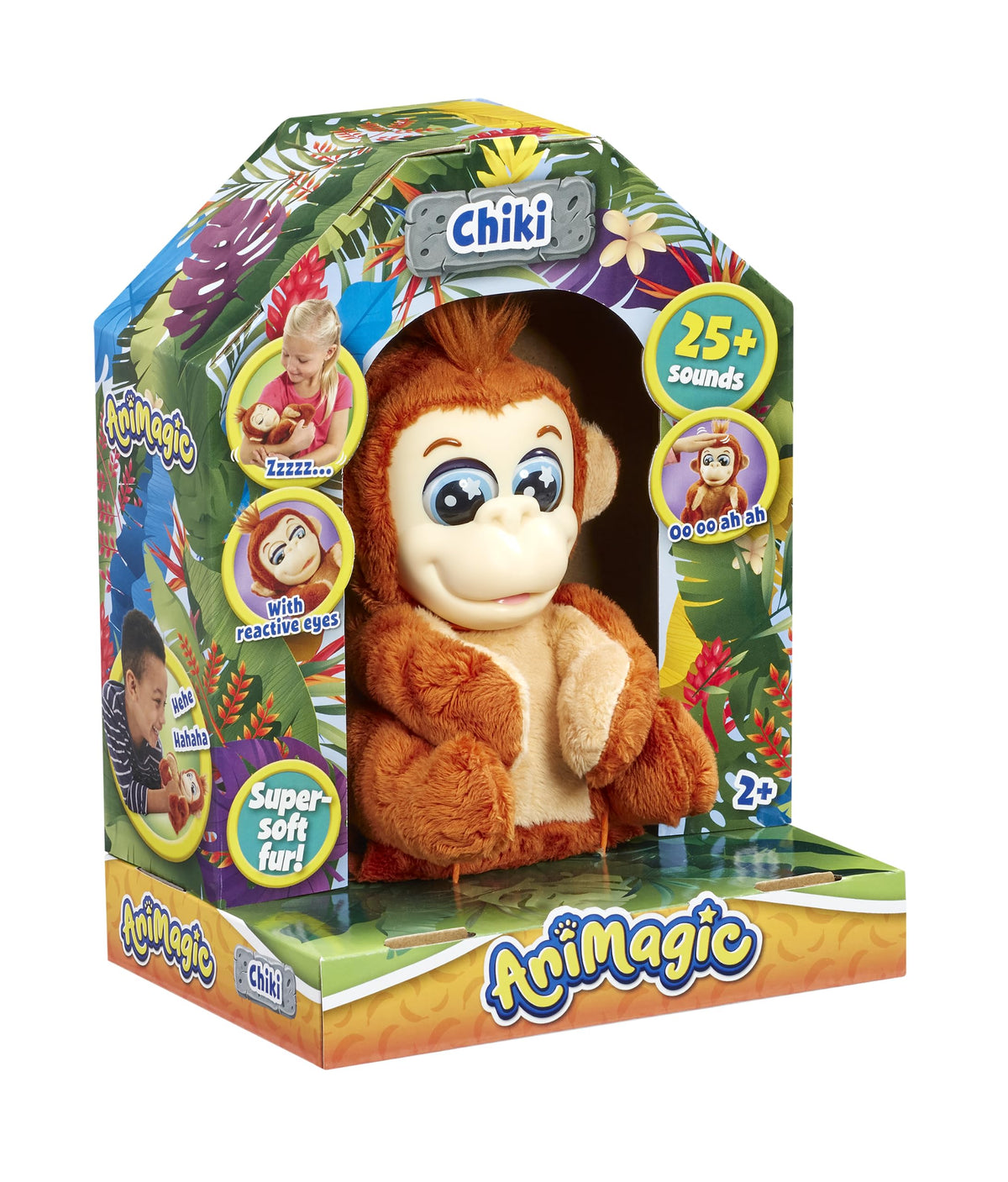 Animagic Chiki the Baby Gorilla Interactive Plush - 14+ Sounds & Movements, 23 cm