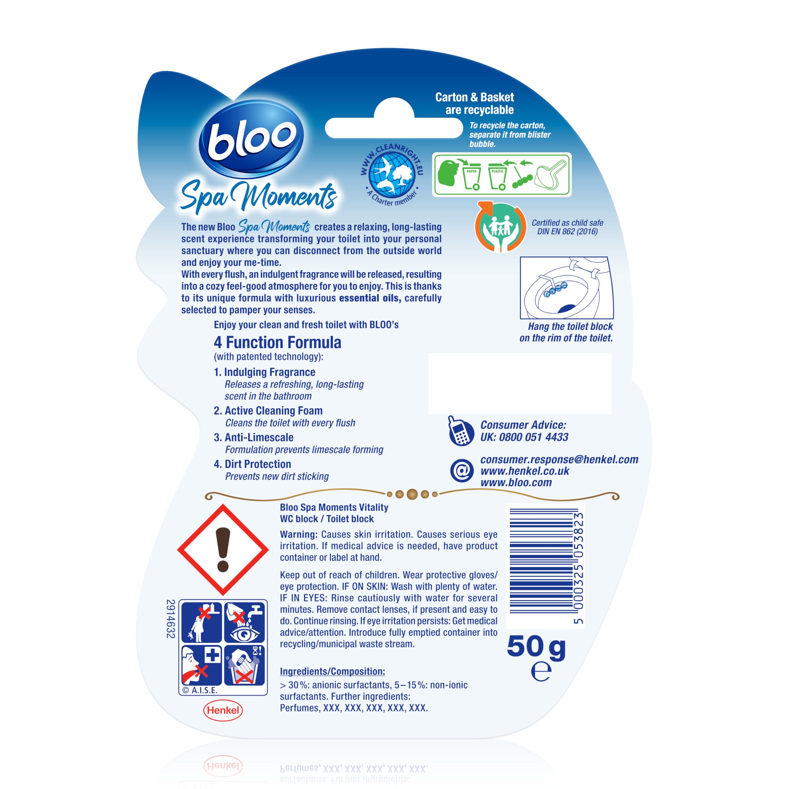Bloo Spa Moments Vitality Toilet Rim Block - 4 Function Formula with Essential Oils | Prevents Limescale 2