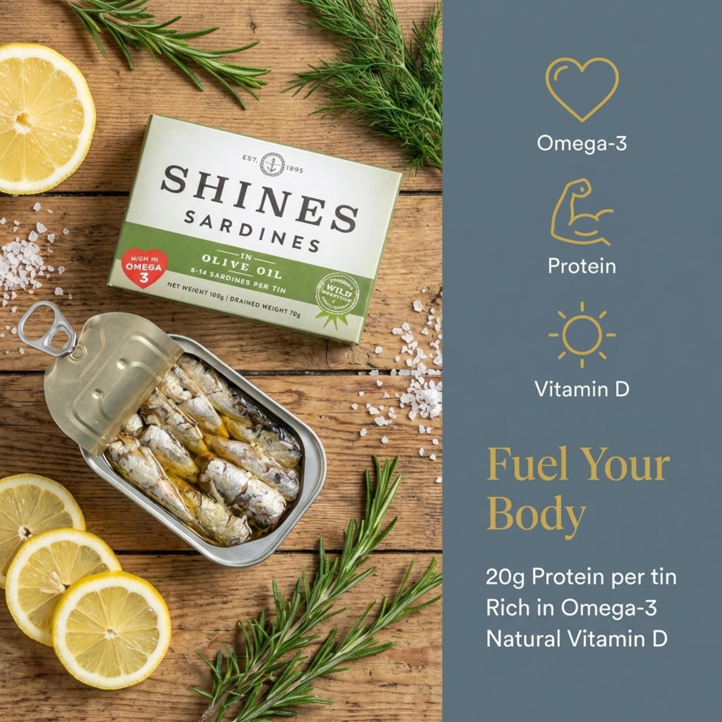 Shines Sardines in Olive Oil - 106g Can | Ready to Eat | Keto Friendly 4