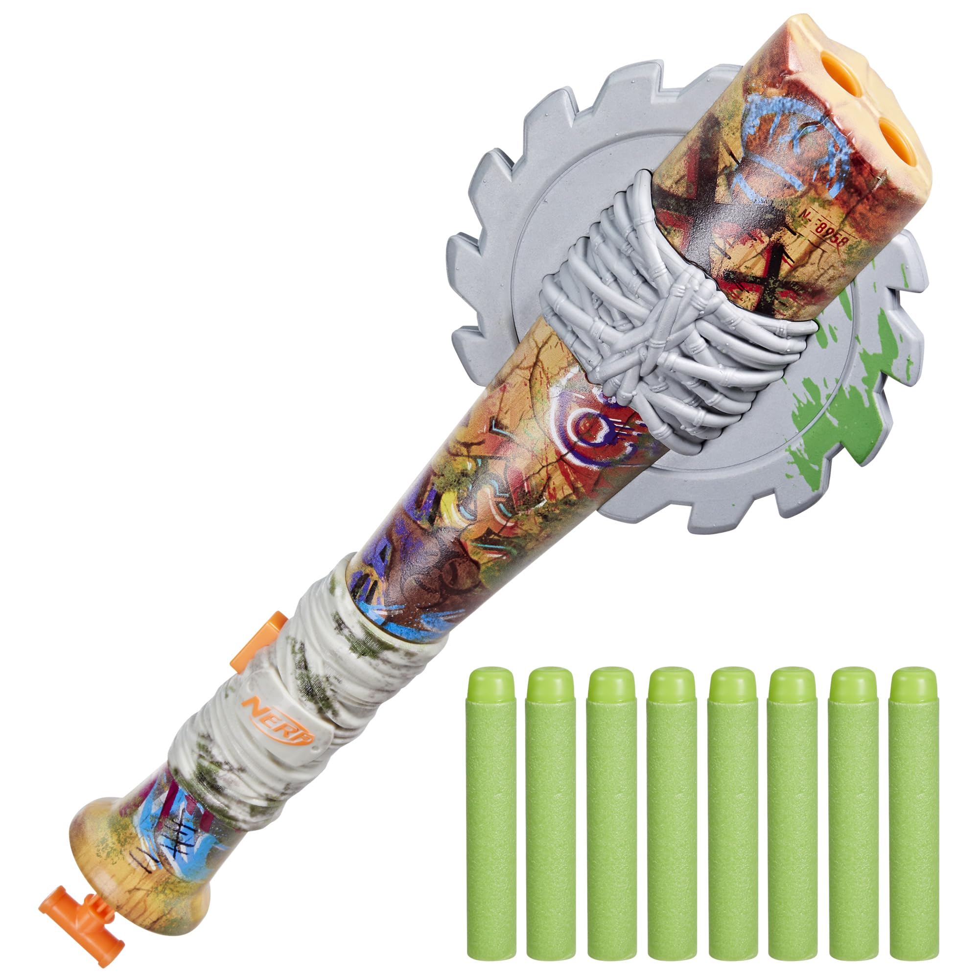 Nerf Zombie Strikeout Dart Blaster - Bat-Inspired Toy with Circular Saw Design, 2-Dart Blasting, Includes 8 Elite Darts, Ages 8+ 1