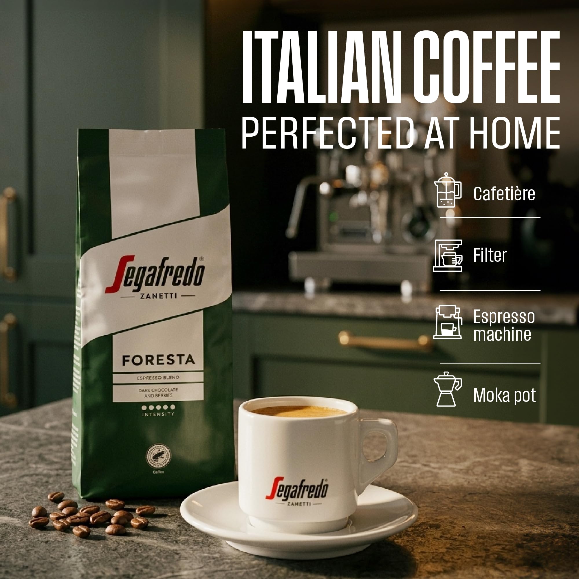 Segafredo Zanetti FORESTA Whole Coffee Beans - Rainforest Alliance Certified | 1Kg Pack 5