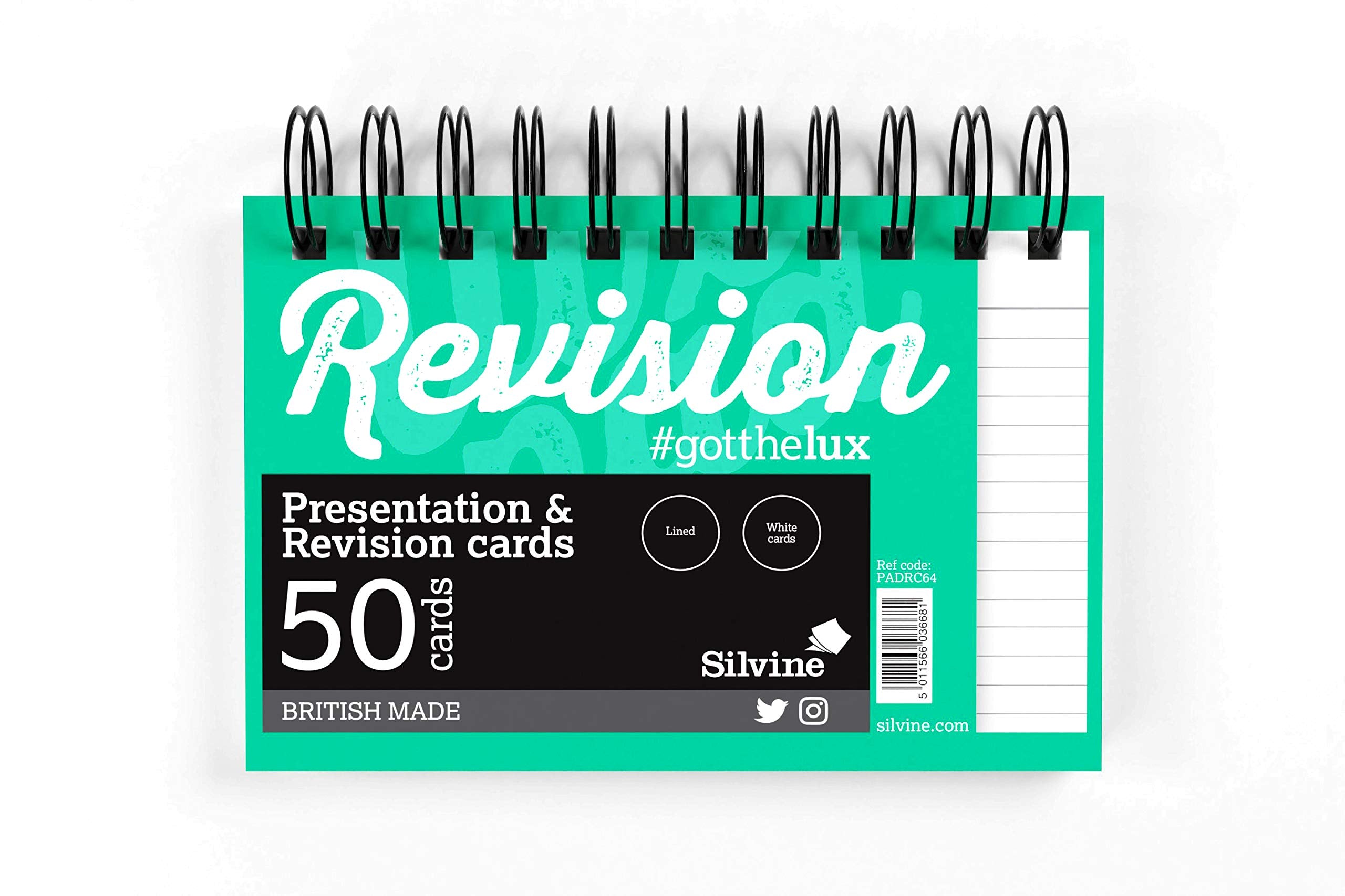 Luxpad A6 Wirebound Revision & Presentation Cards - White. 50 Lined Cards Per Pad (6x4") 1