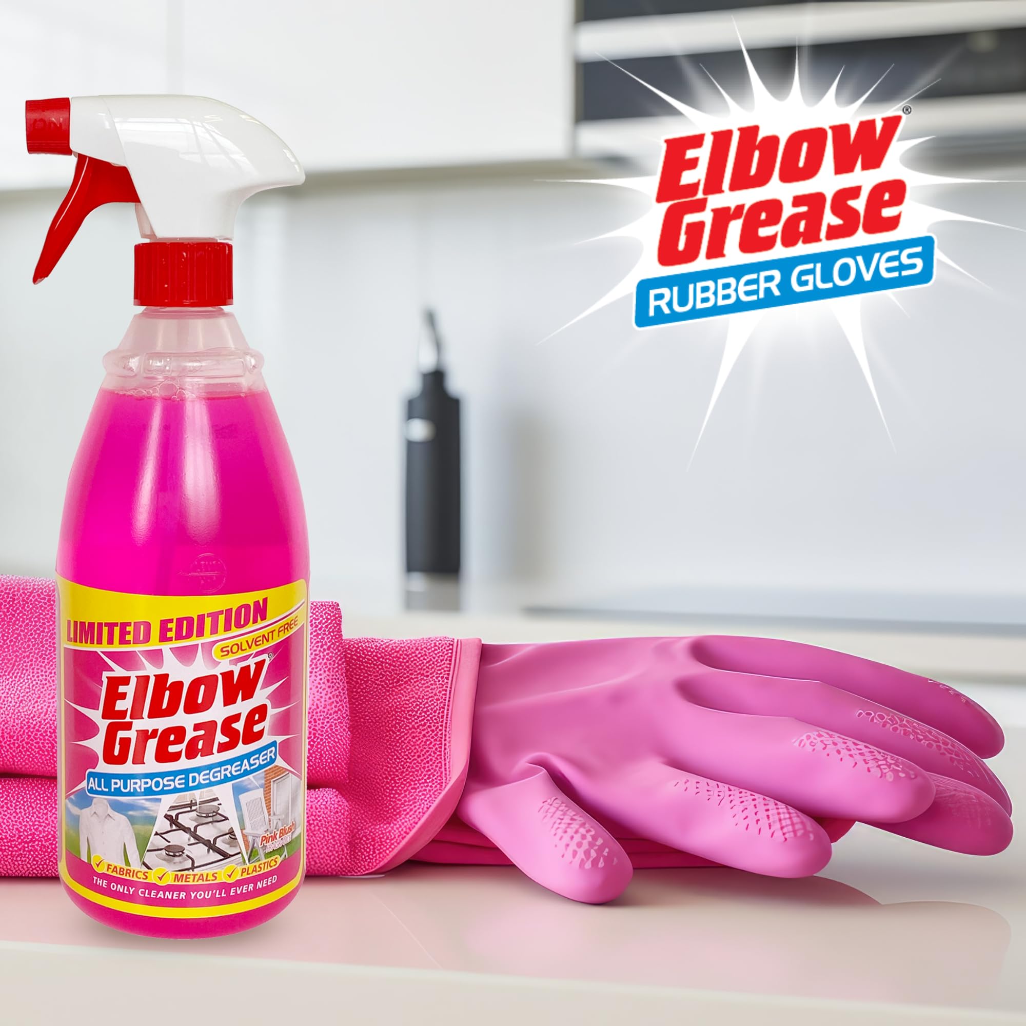 Elbow Grease Rubber Cleaning Gloves - Super Strong | Cotton Lined | Non-Slip Grip | Size L 4