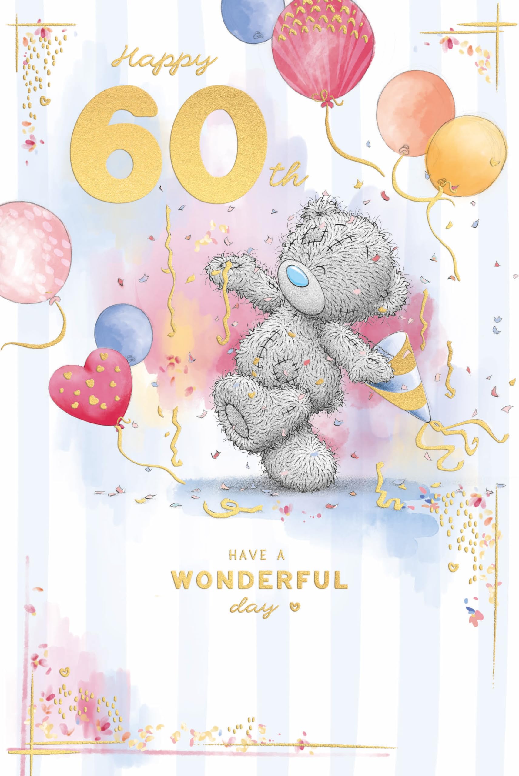 Me To You Tatty Teddy Luxury Gold Embellished 60th Birthday Card | 6 x 9 Inches 1