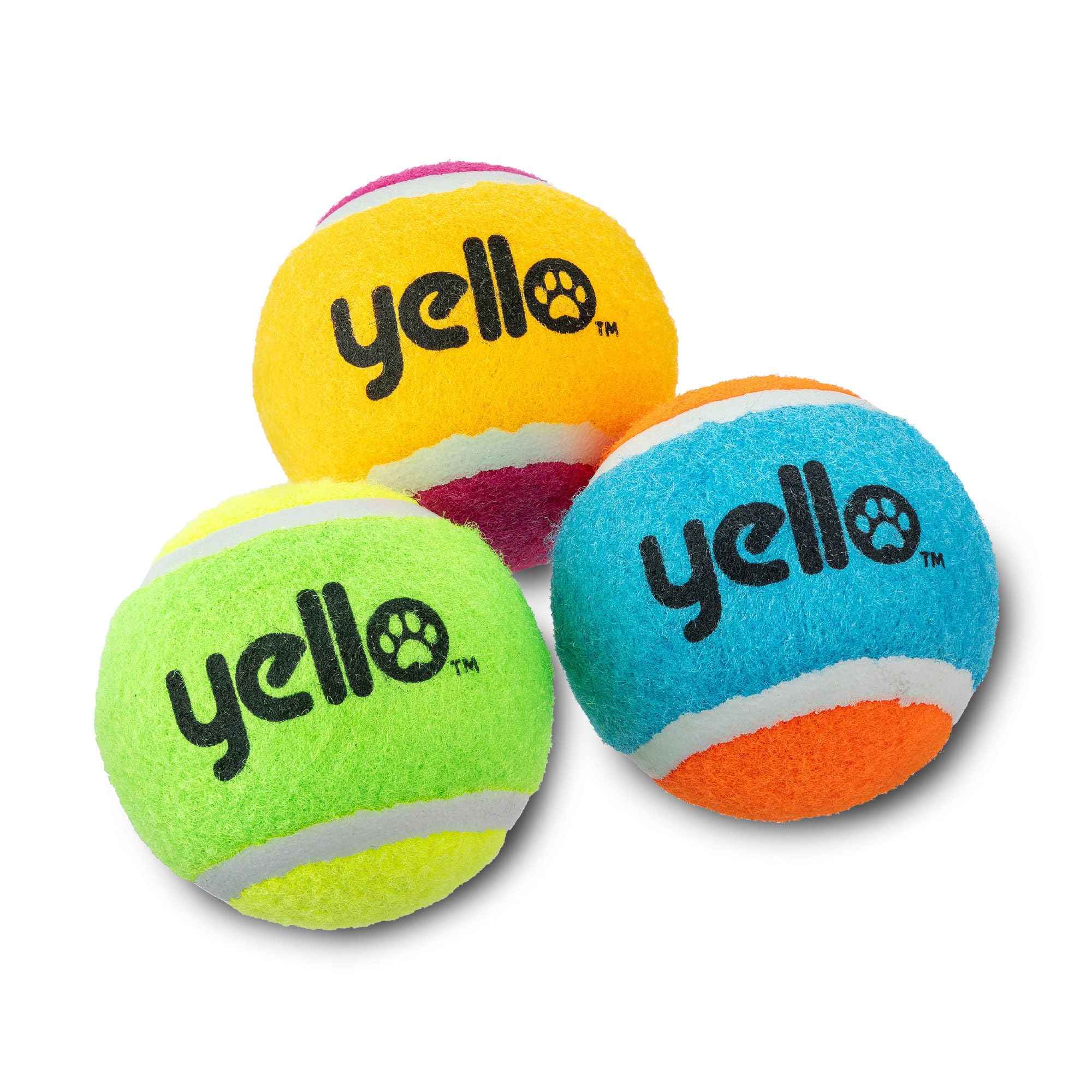 Yello 3 Pack Dog Tennis Balls - Interactive Fetch & Play | All Breed Sizes