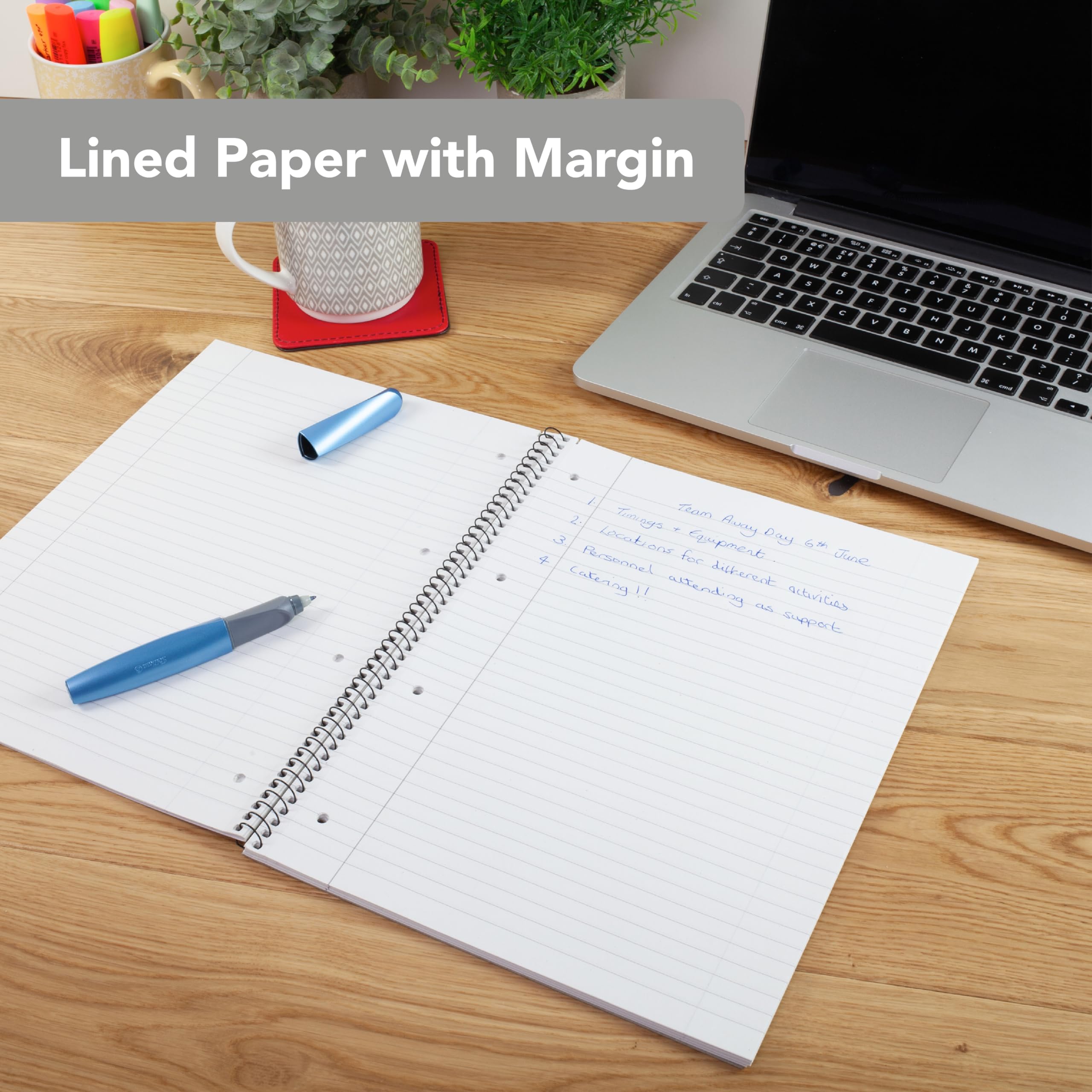 SUMMIT Jotter A4+ Wirebound Notebook - 80 Sheets, 8mm Lined, Perforated Pages | Pack of 5 6