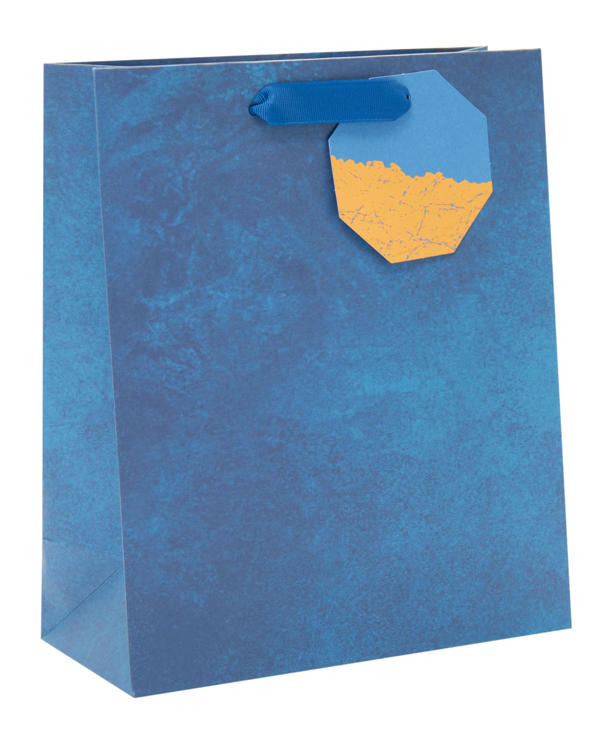 UK Greetings Medium Gift Bag - Navy with Graphite Design & Copper Foil Tag | 22.8 x 19 cm 1