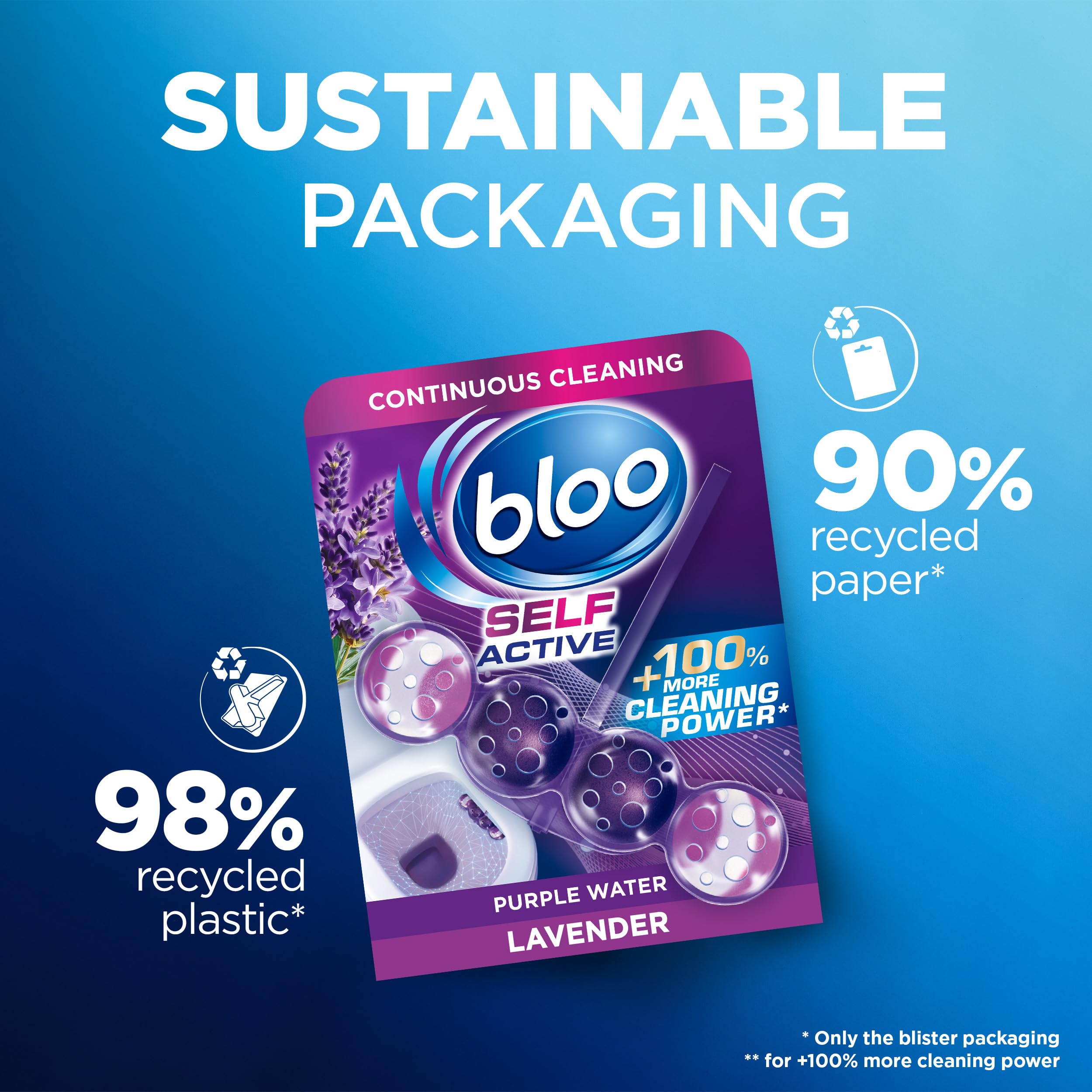 Bloo Self Active Toilet Rim Block and Bowl Cleaner with Lavender Scent | Pack of 2 6