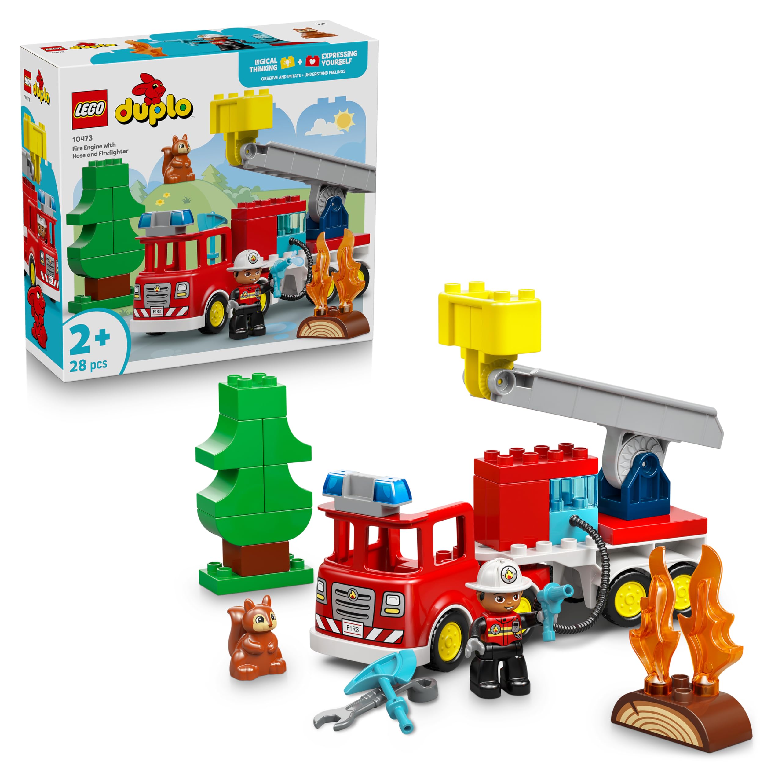 LEGO DUPLO Fire Engine with Hose and Firefighter Set 10473 | Ages 2+