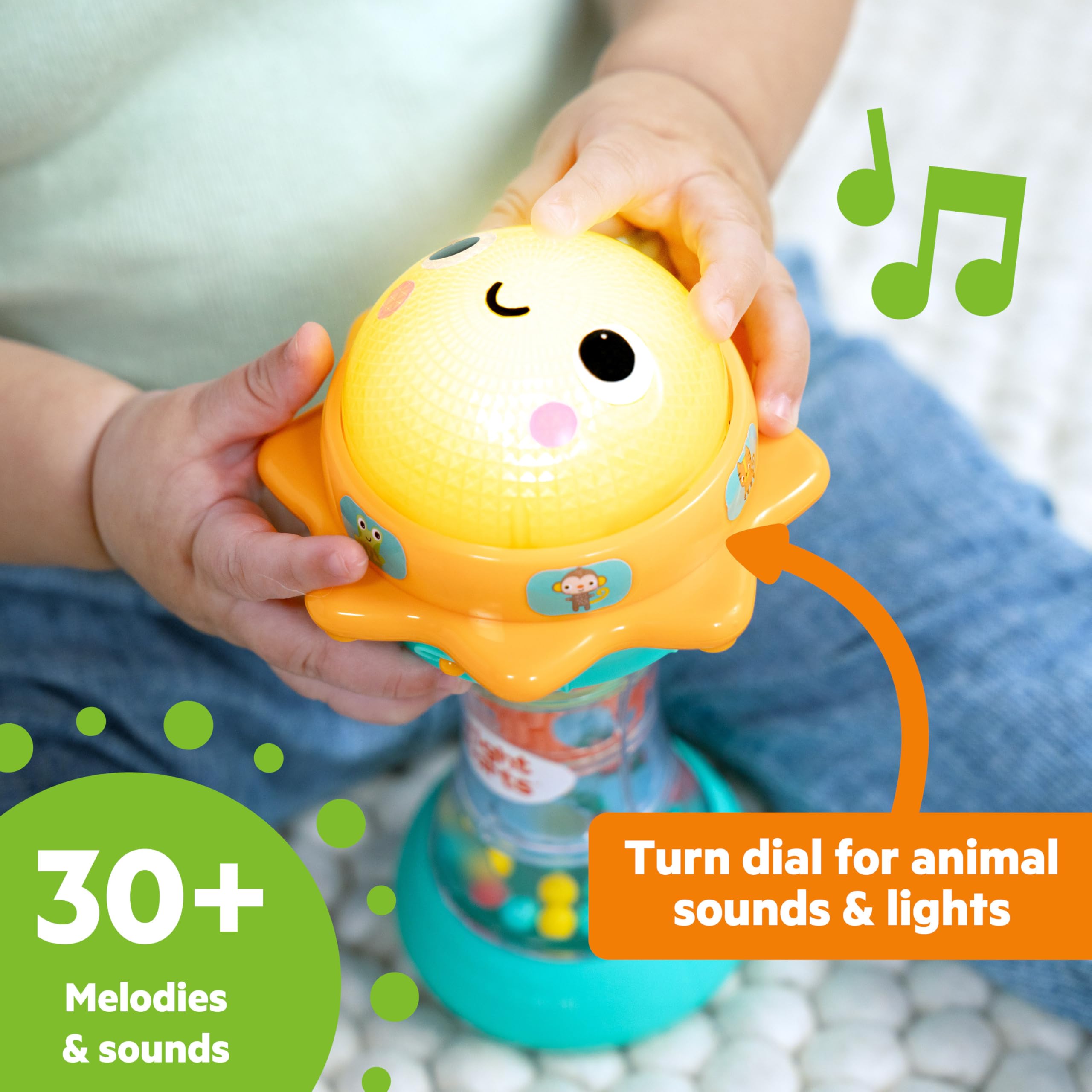 Bright Starts Just for Sun Flashlight Toy - Lights, Animal Sounds & Rattle Beads for Babies 6M+ 11