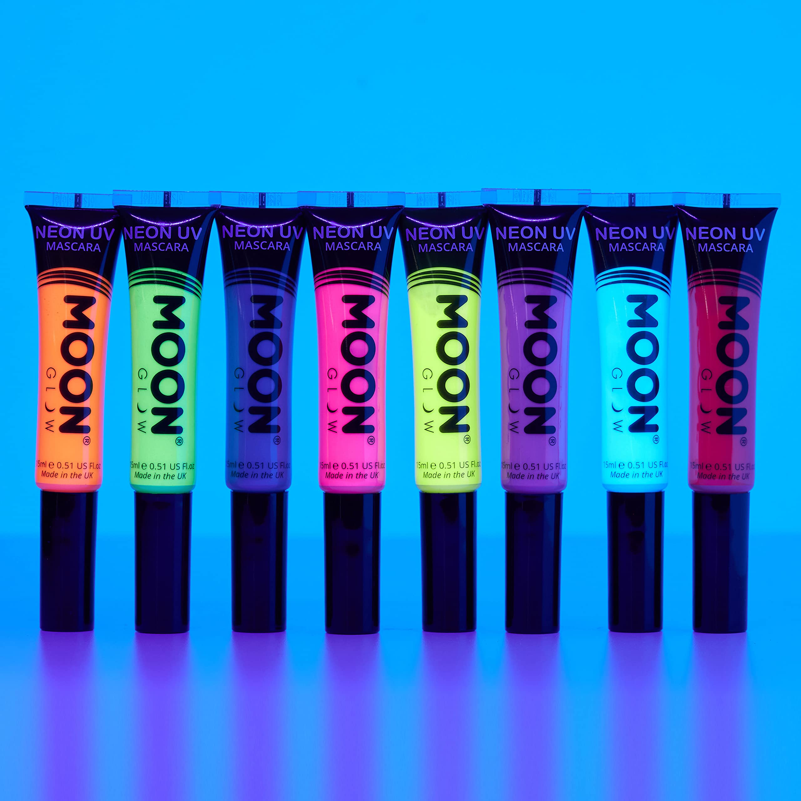Moon Glow Intense Neon UV Mascara (20g) - Bright Blue, Fluorescent Glow Under UV/Blacklight 6