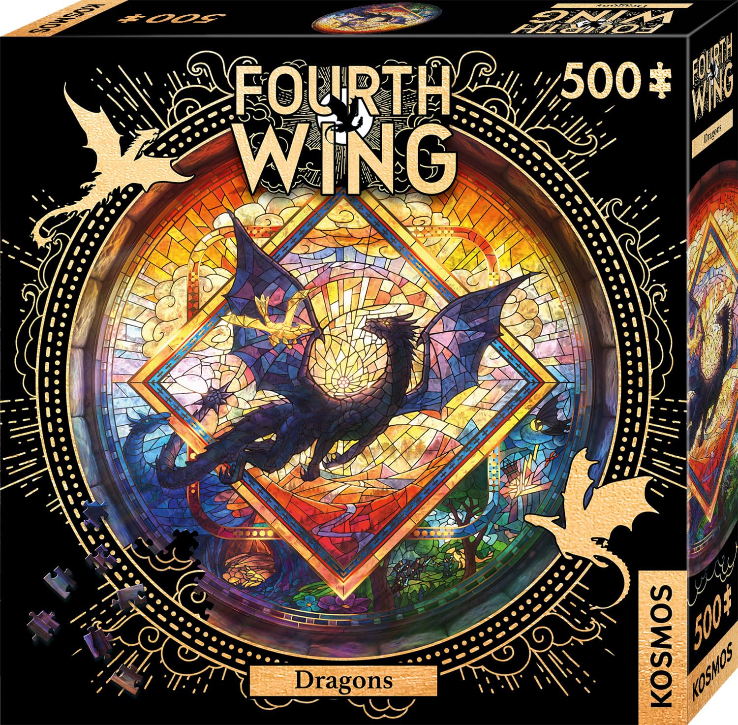 Kosmos Fourth Wing: Dragons Puzzle - 500 Piece Round Jigsaw | Romantasy Fan Gift | Age 3+