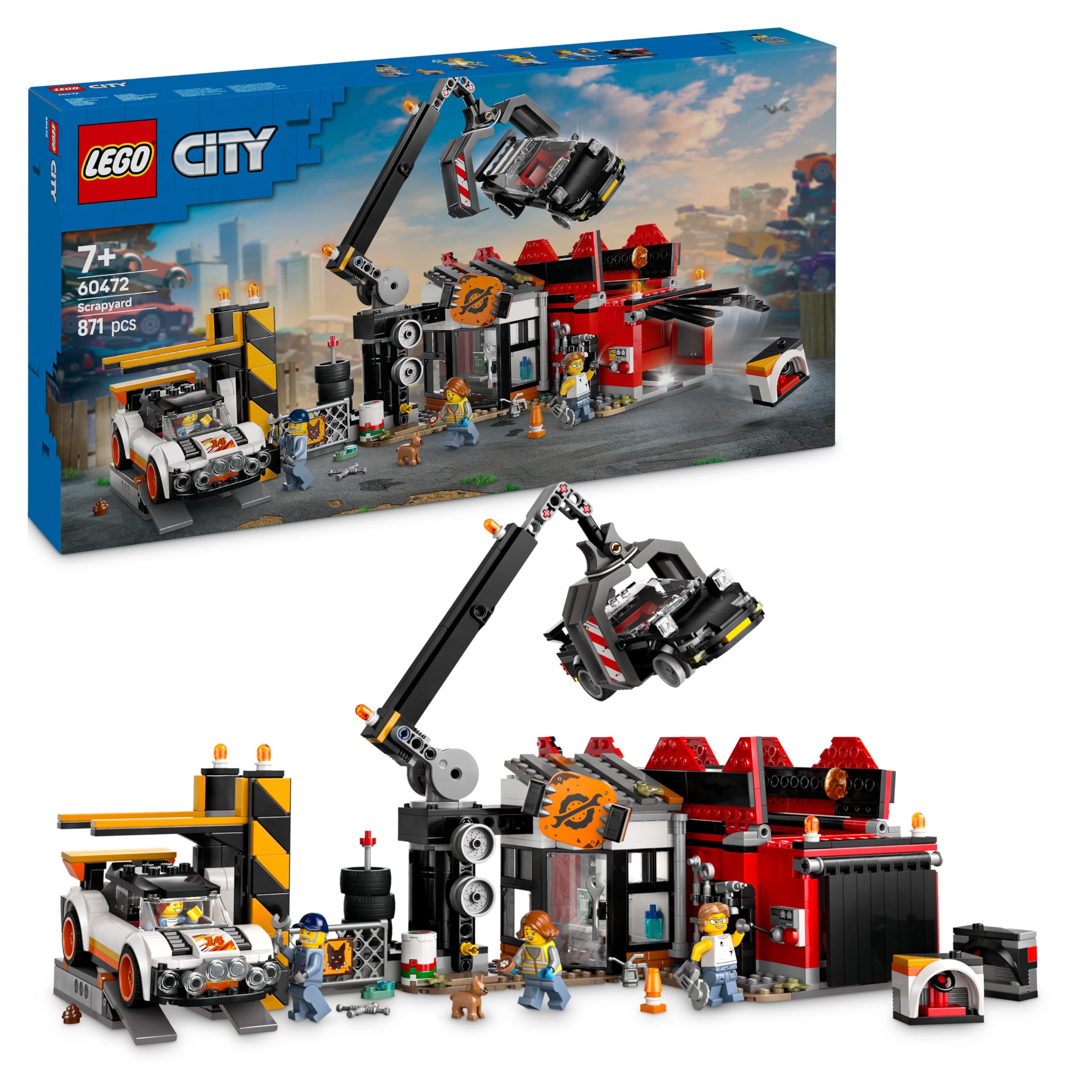 LEGO City Scrapyard with Cars - Construction Toy with Crane, Crusher & 871 Pieces 1