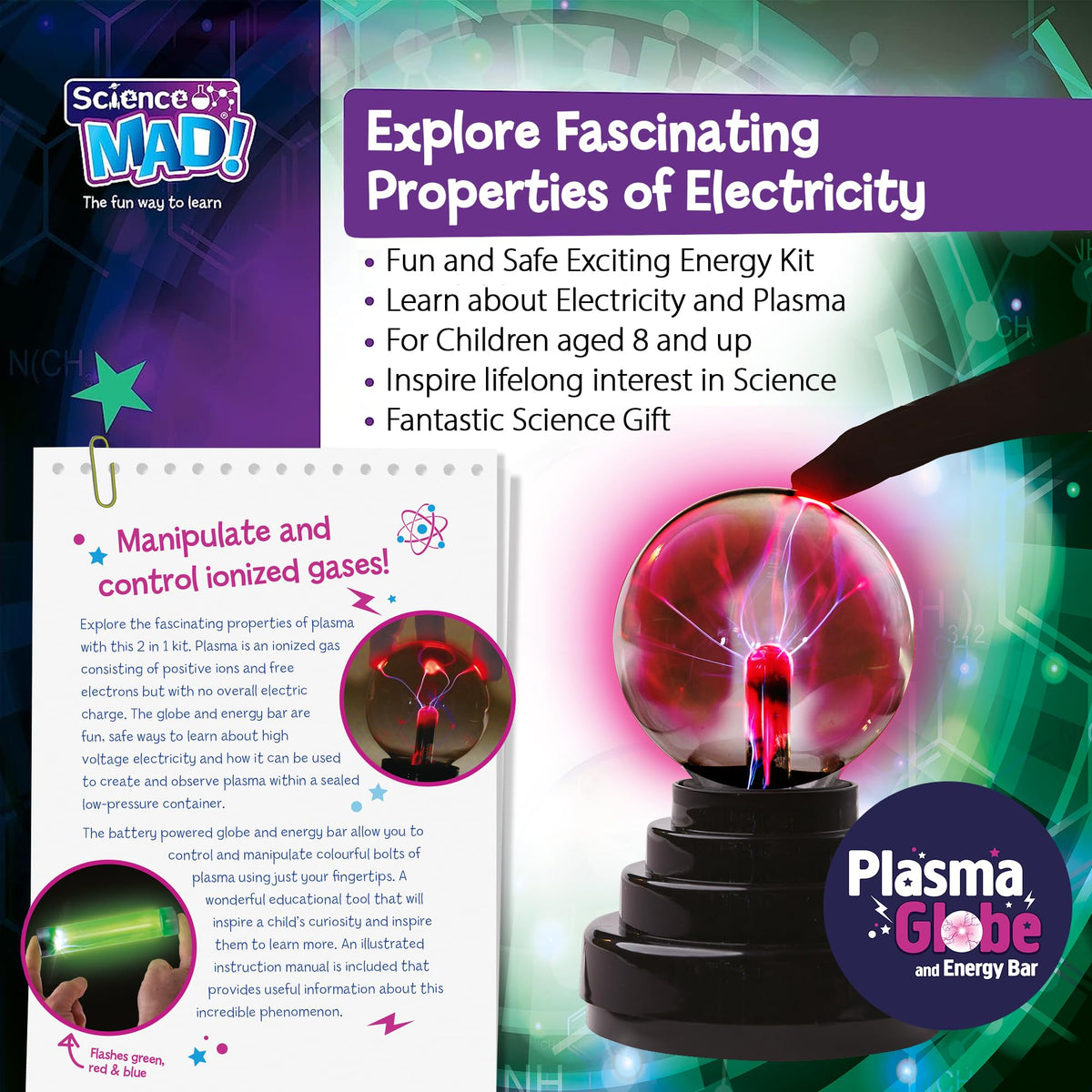 Science Mad Plasma Globe & Energy Bar 2-in-1 Science Kit - Age 8+