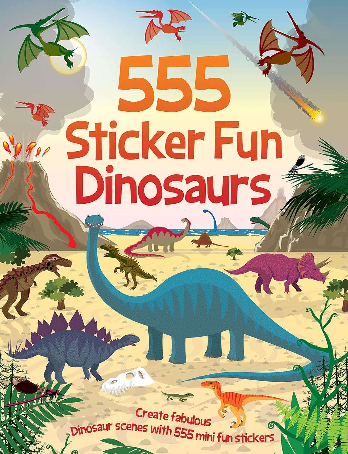 Two Windmills Limited 555 Sticker Fun Dinosaurs Activity Book - 56 Pages | Ages 5-7 | 95g