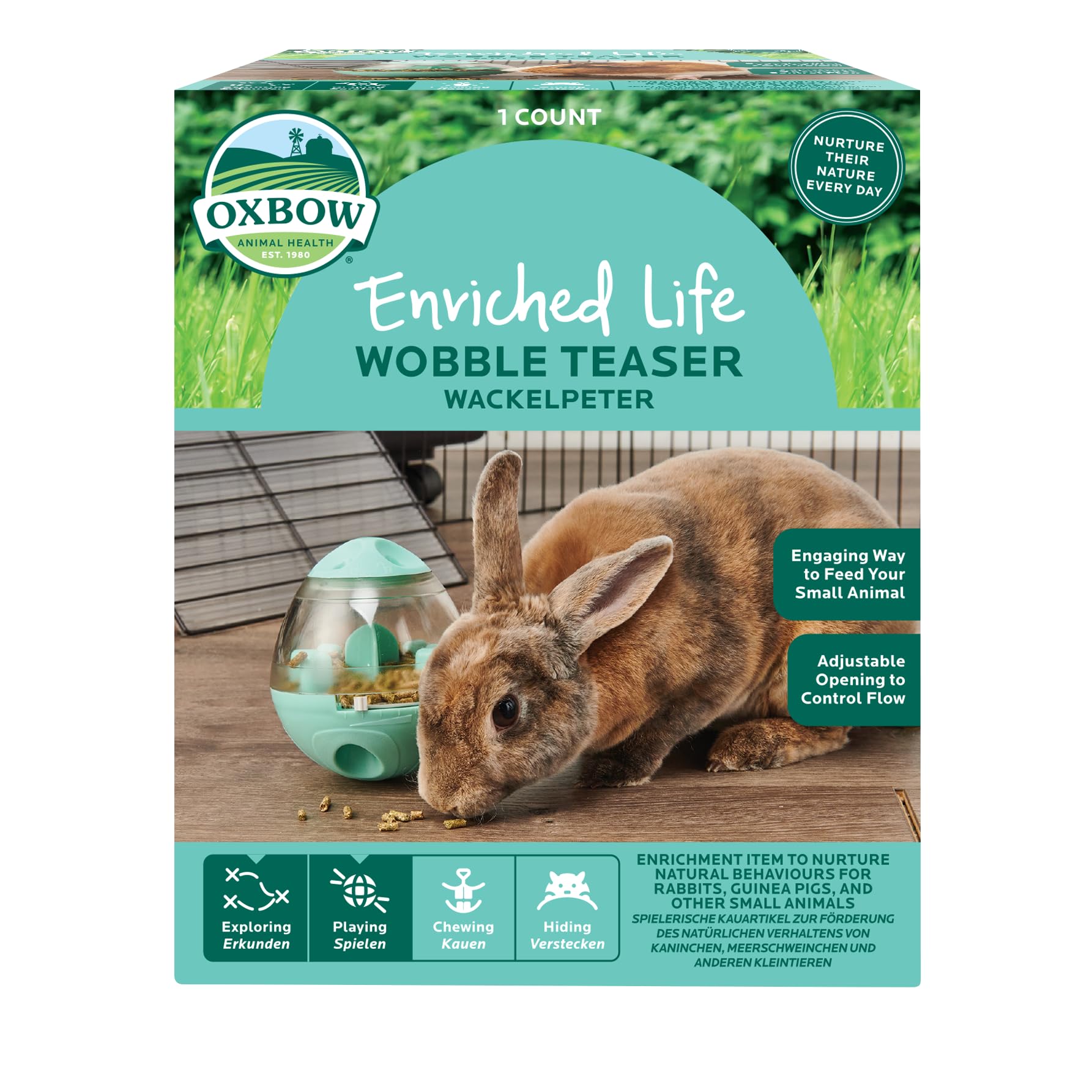 Oxbow Enriched Life Wobble Teaser - Small Animal Food Dispensing Toy for Rabbits & Guinea Pigs