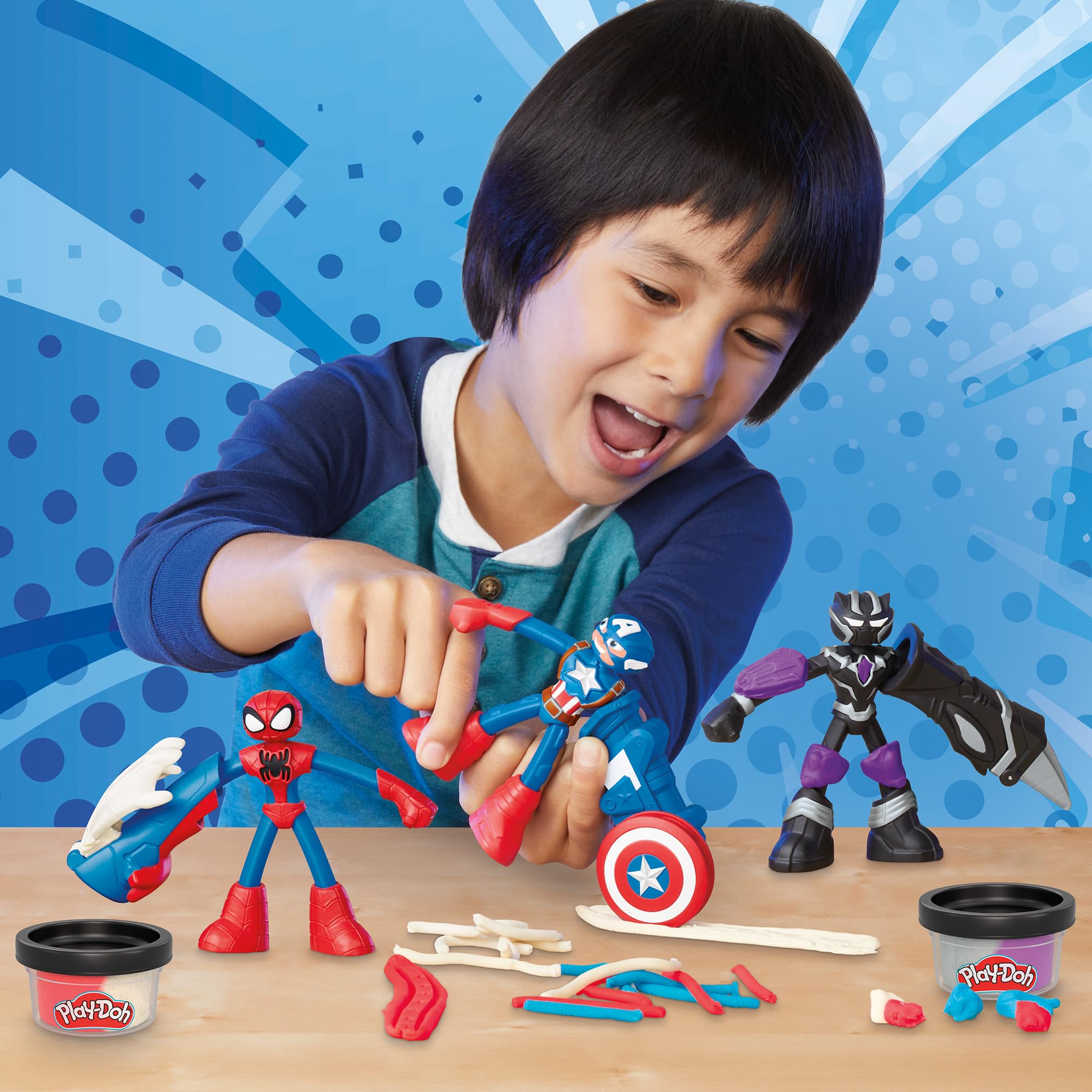 Play-Doh Marvel Hero Adventure Playset with 3 Figures & 6 Compound Cans | Ages 4+ 2